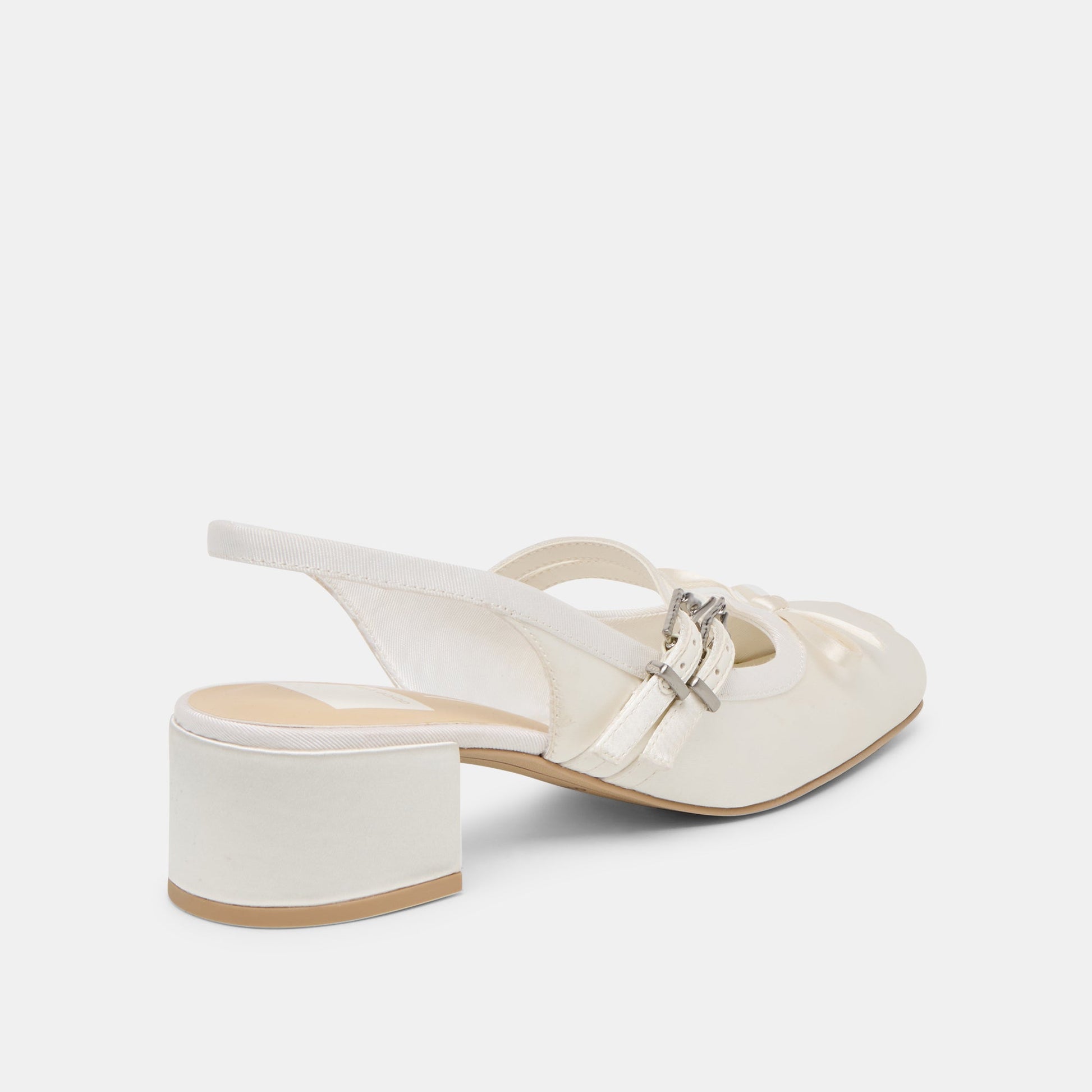 Loris True White Satin Heels