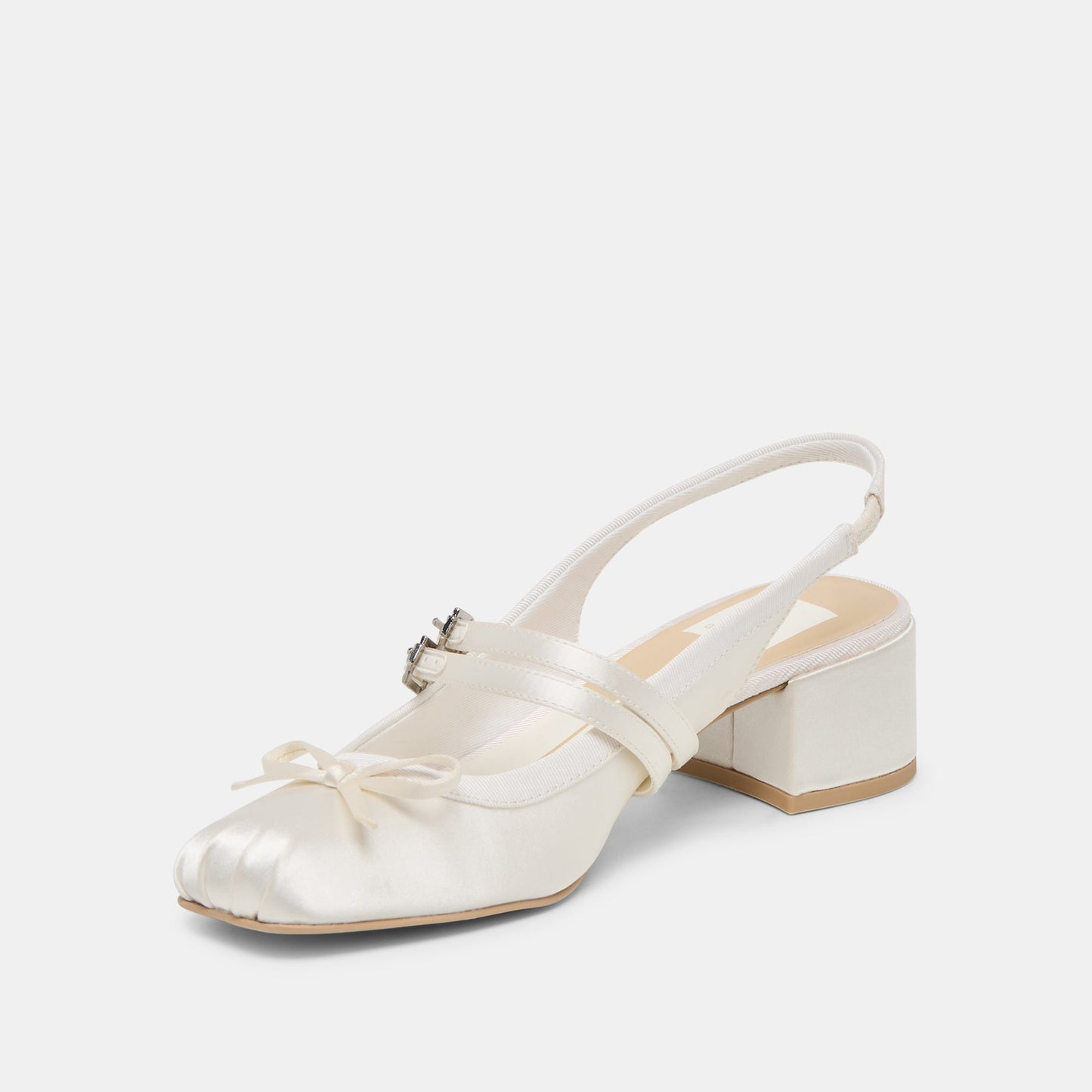 Loris True White Satin Heels