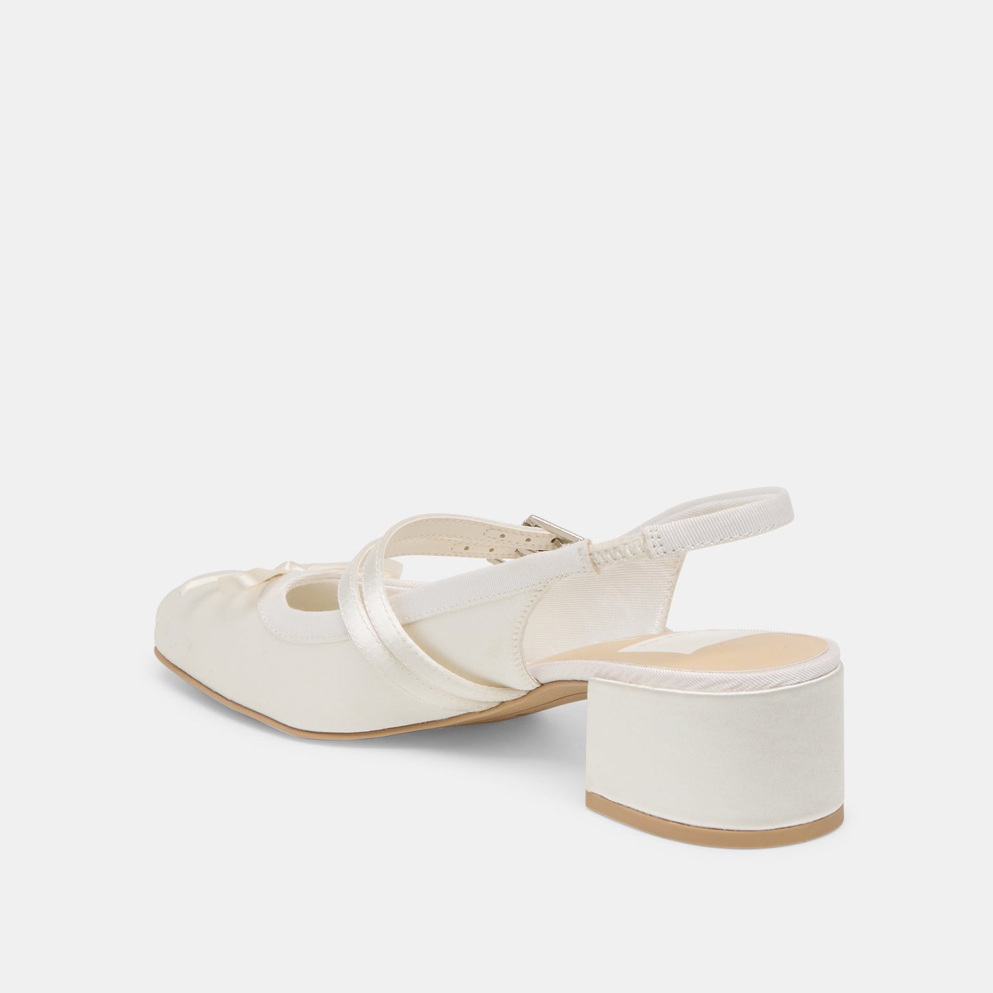 Loris True White Satin Heels