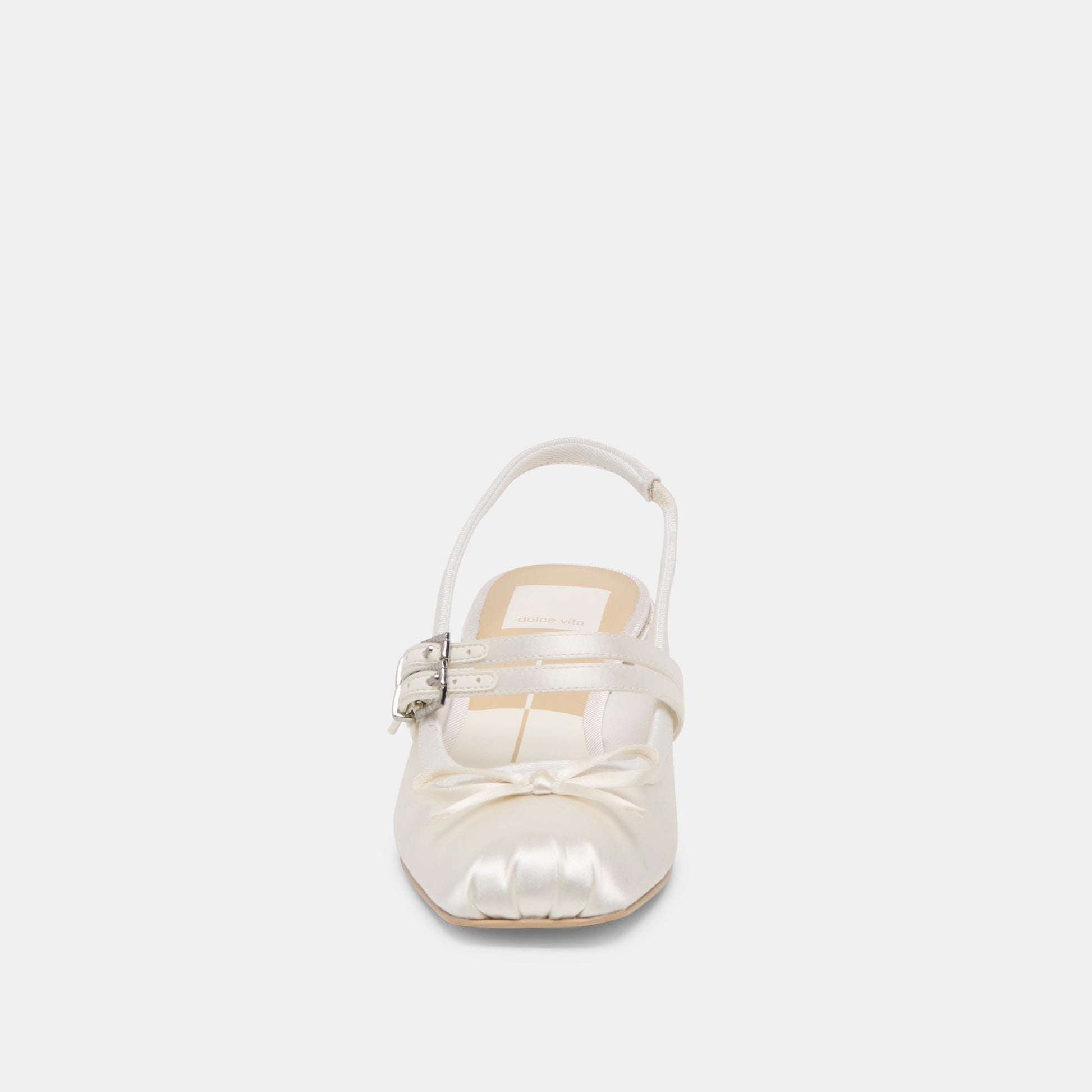 Loris True White Satin Heels