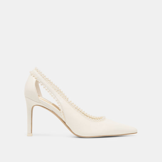 Kelson Pearl True White Leather Heels