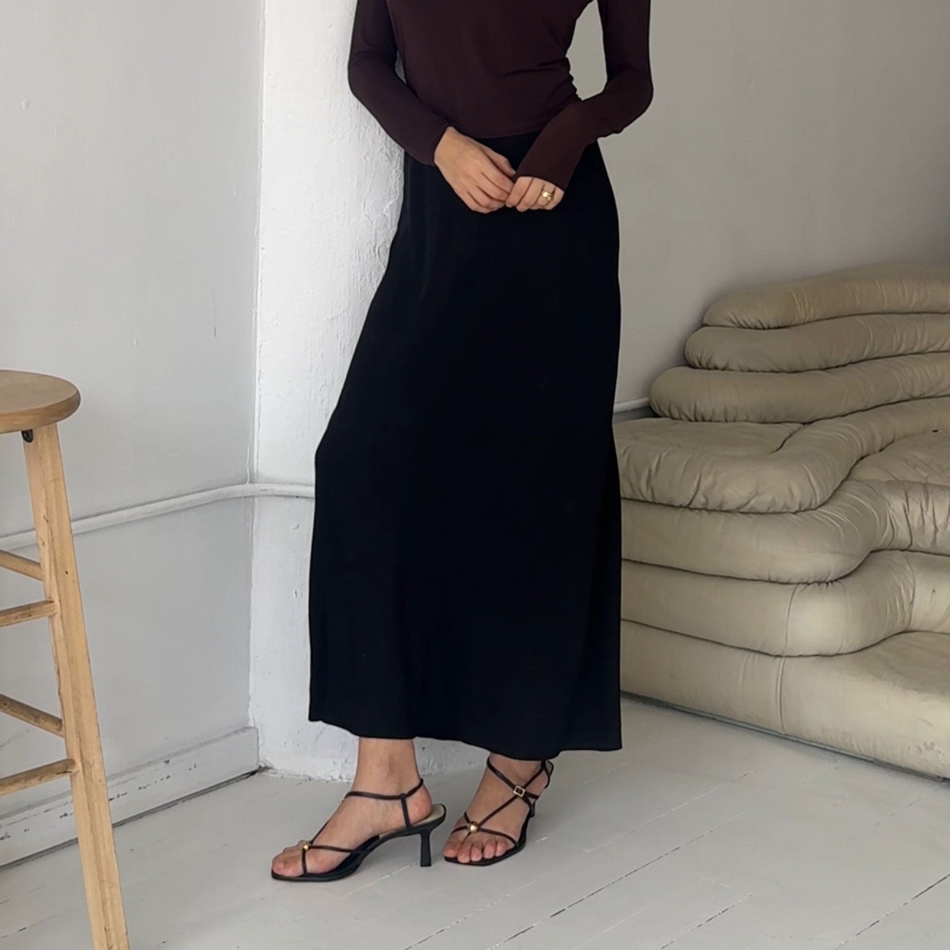 Mylee Black Leather Heels
