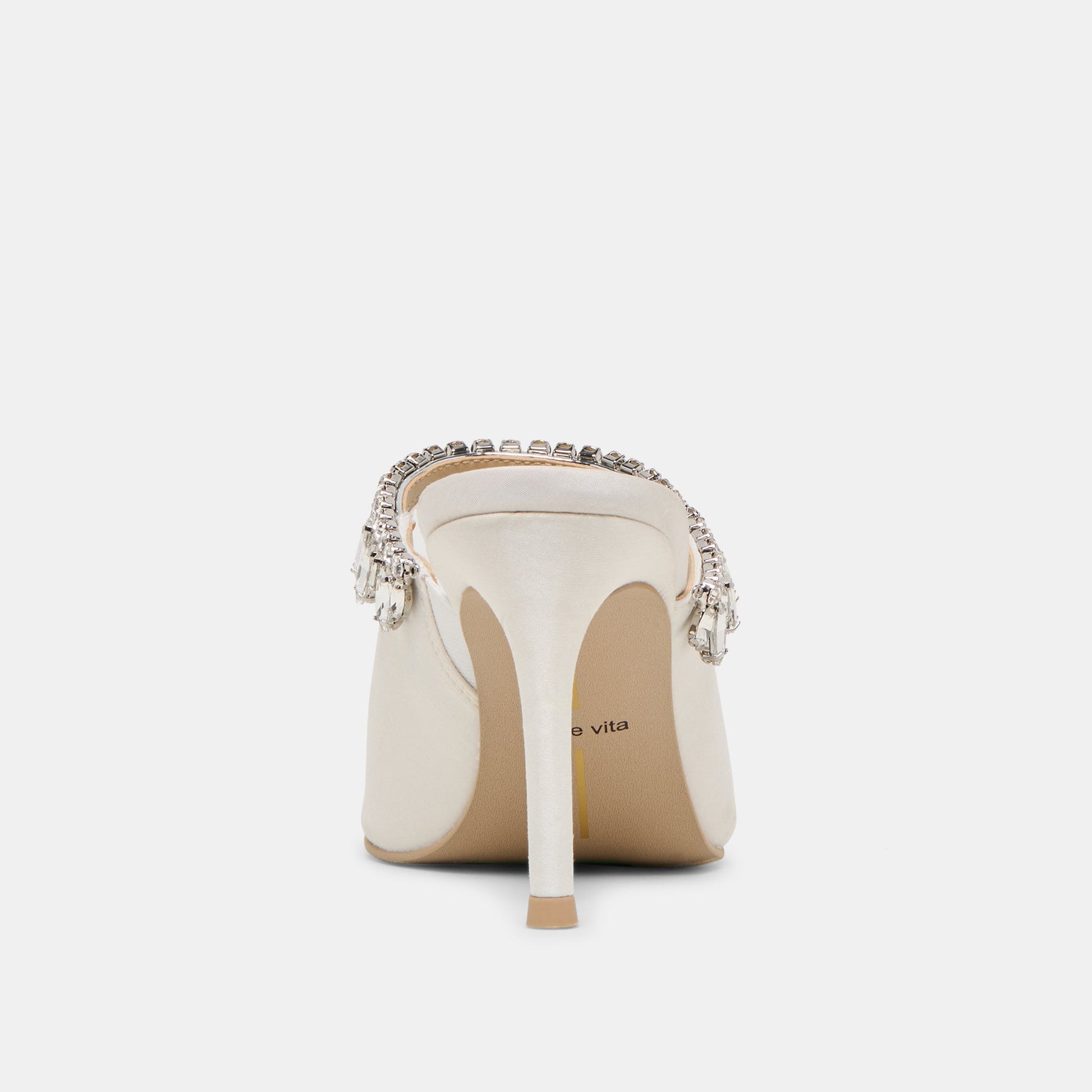 Keli Crystal White Satin Heels