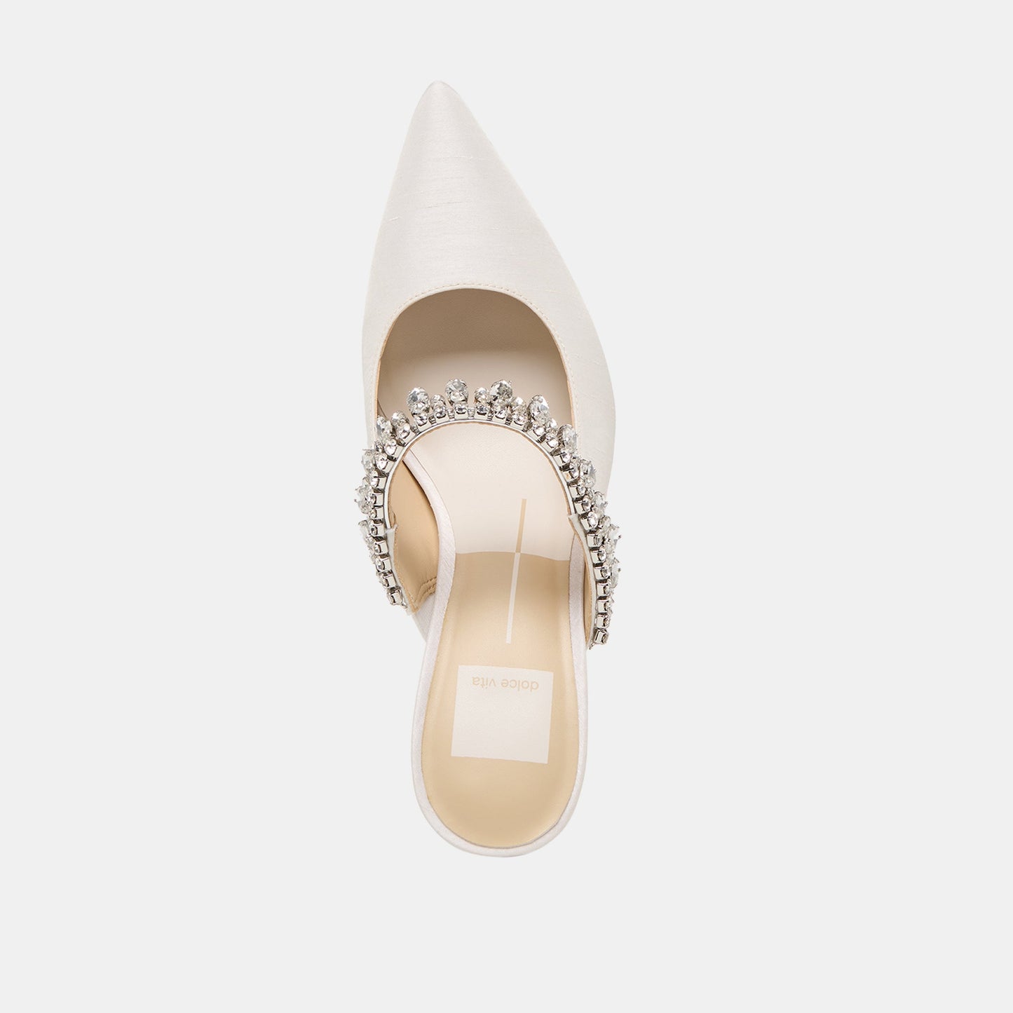 Keli Crystal White Satin Heels