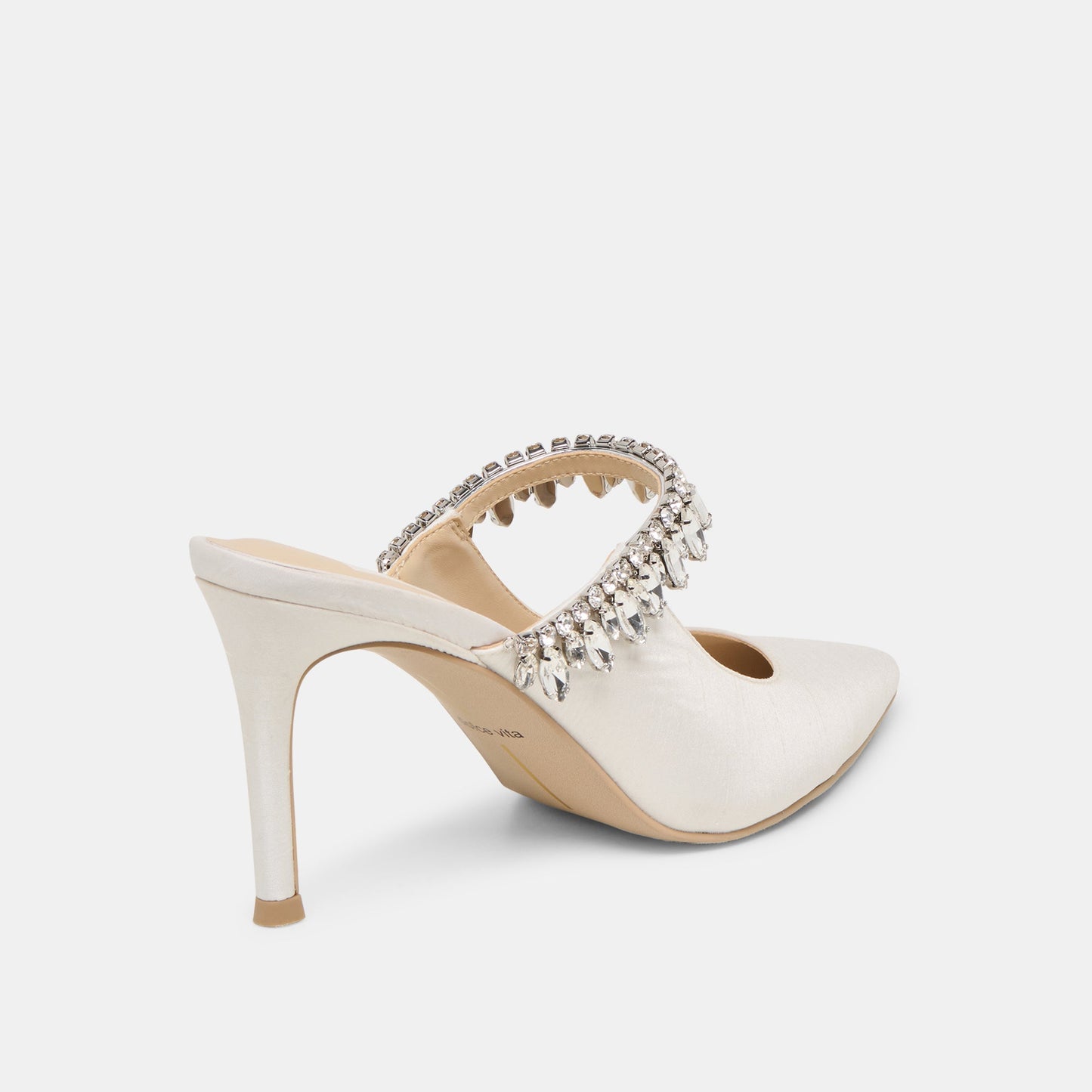 Keli Crystal White Satin Heels
