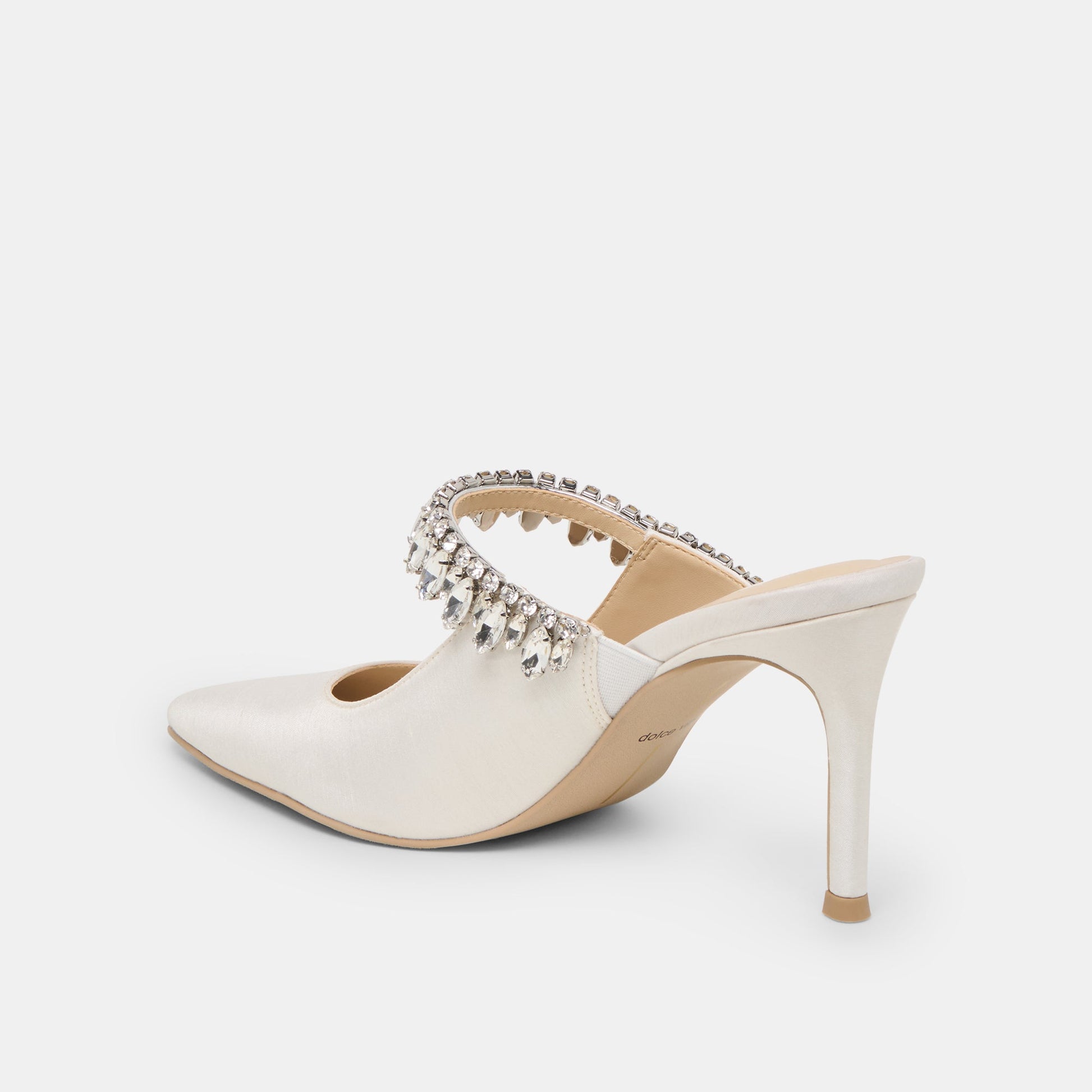 Keli Crystal White Satin Heels
