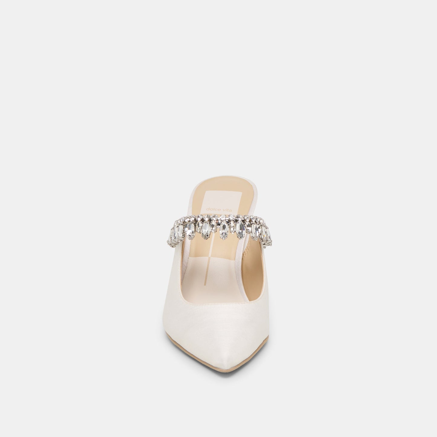 Keli Crystal White Satin Heels