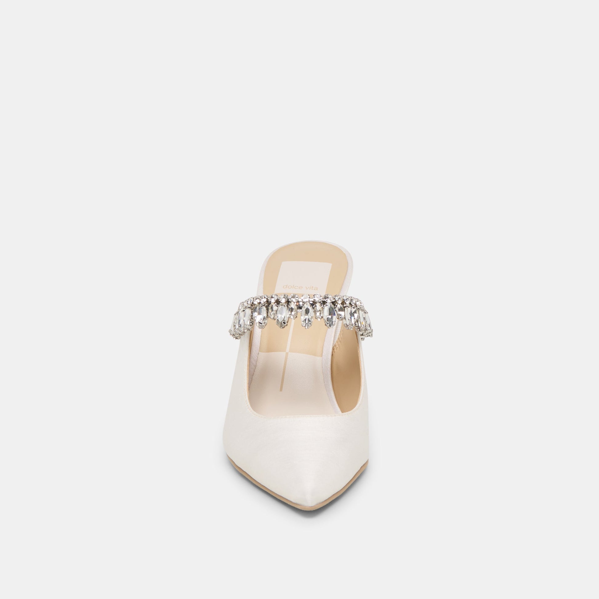 Keli Crystal White Satin Heels