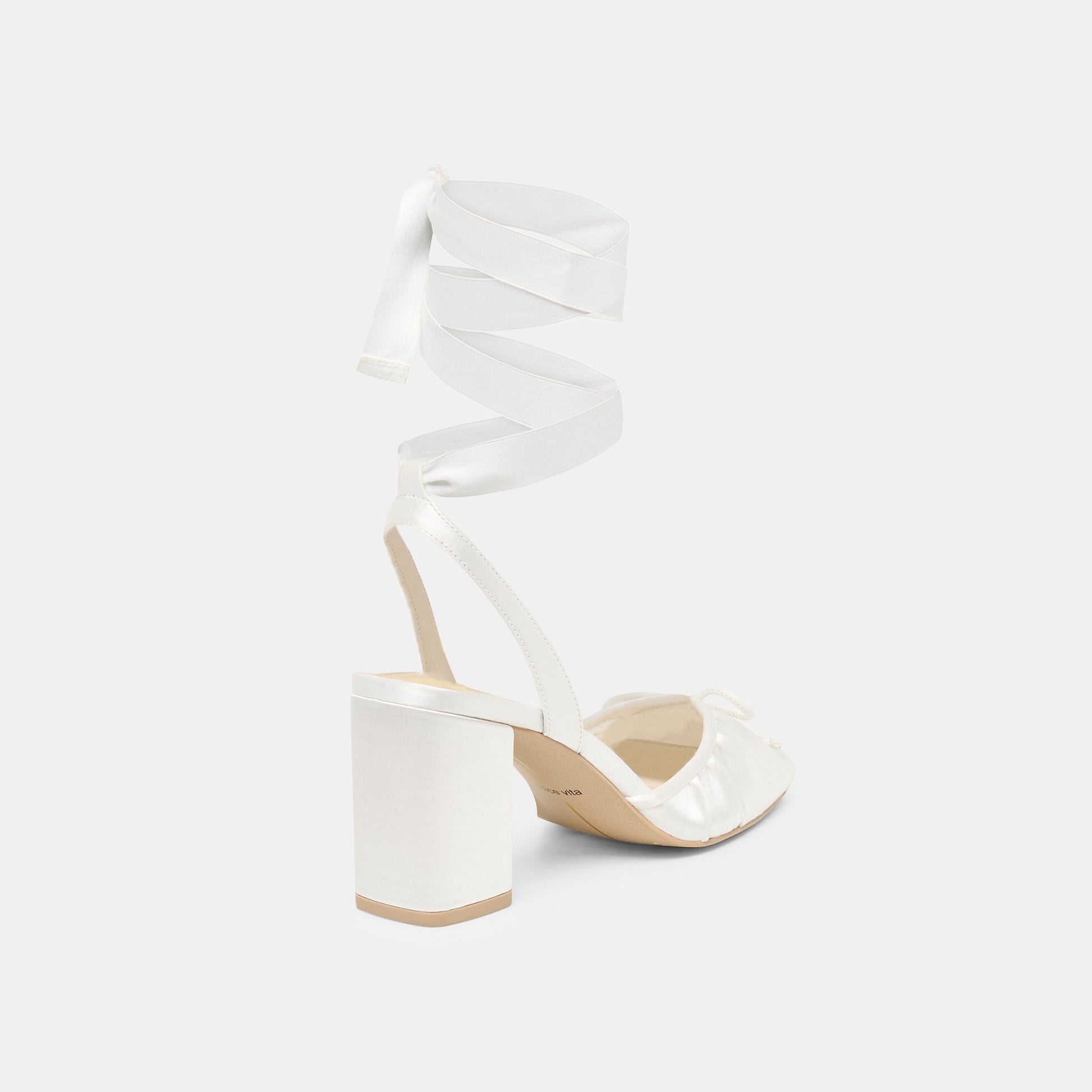 Tisha True White Satin Heels