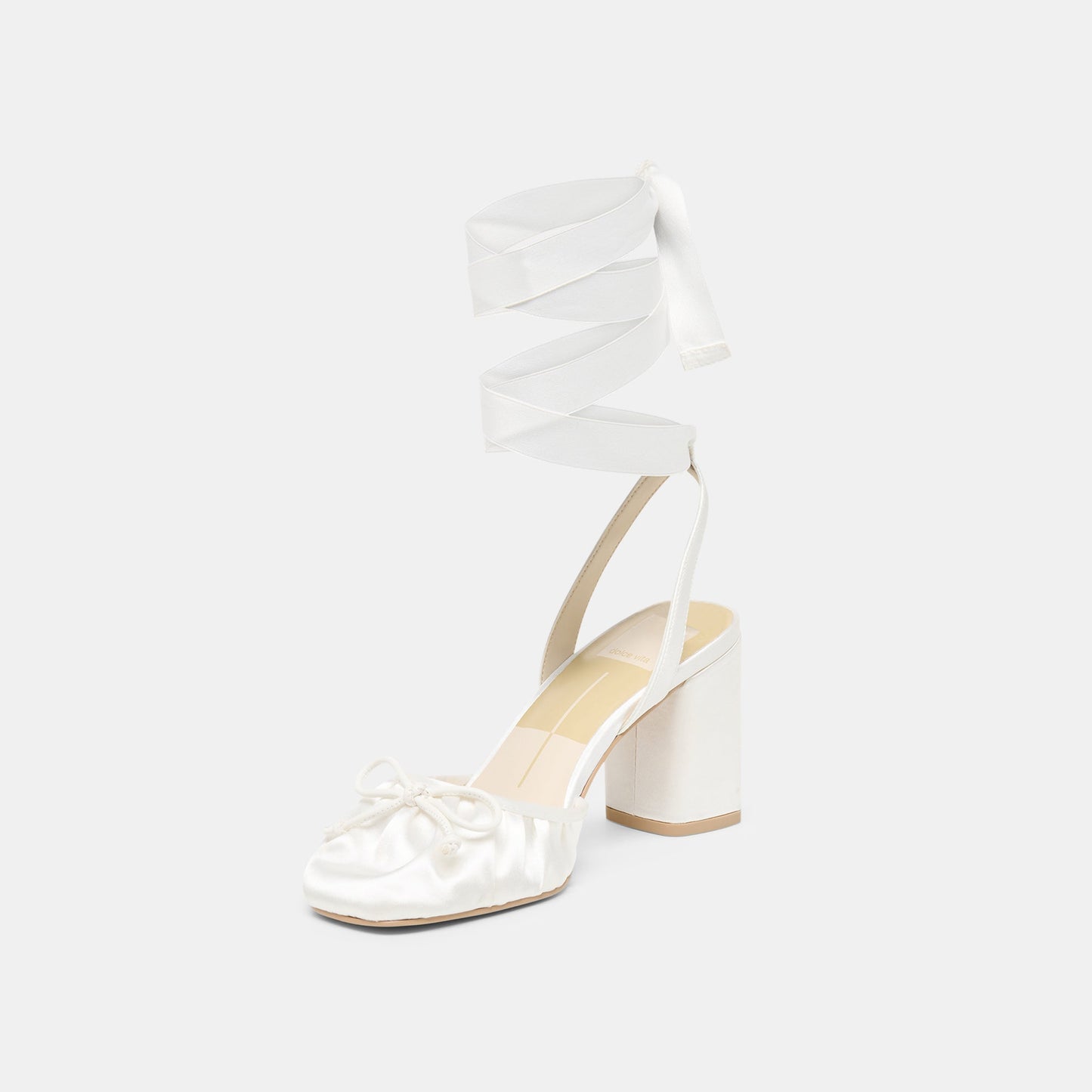 Tisha True White Satin Heels