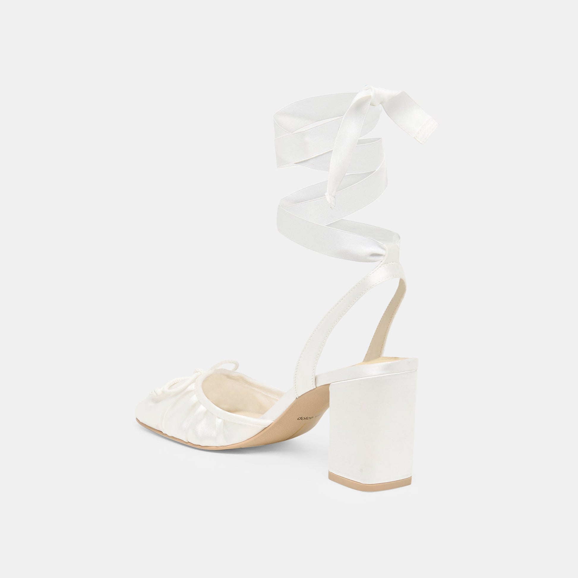 Tisha True White Satin Heels