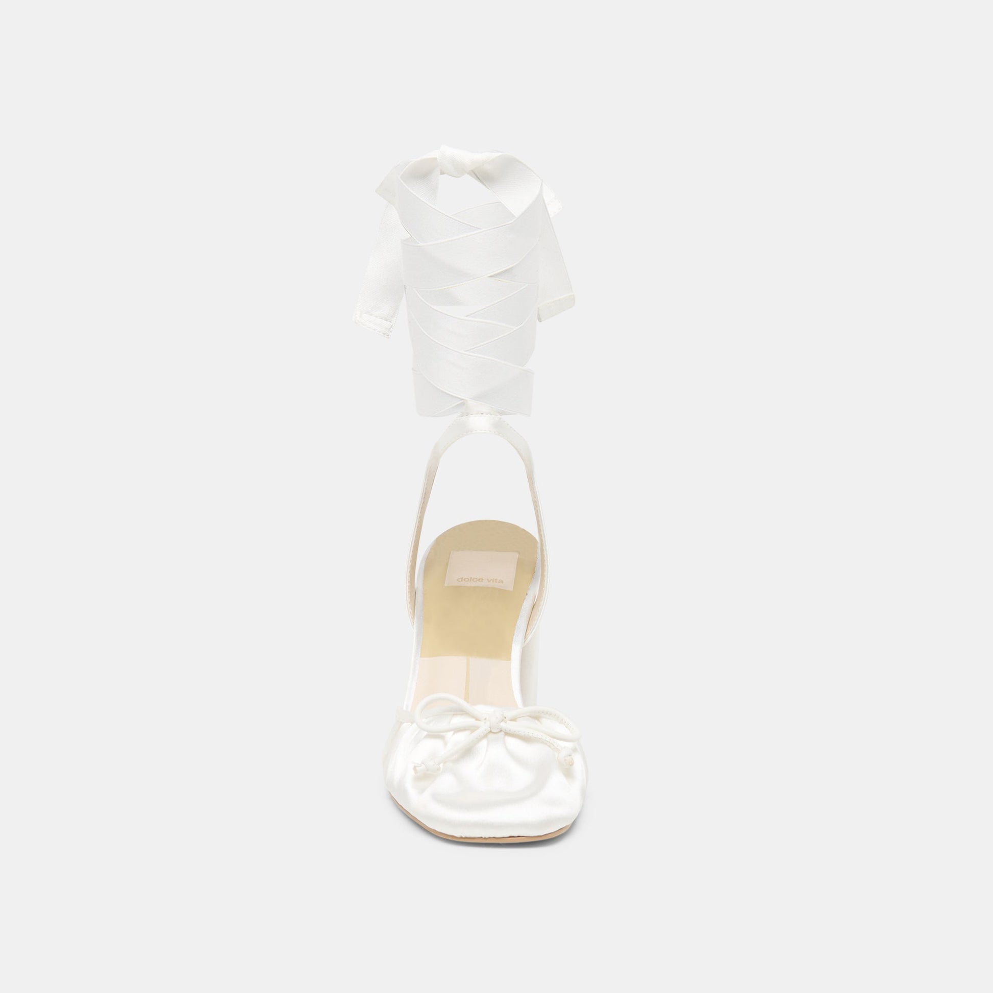 Tisha True White Satin Heels
