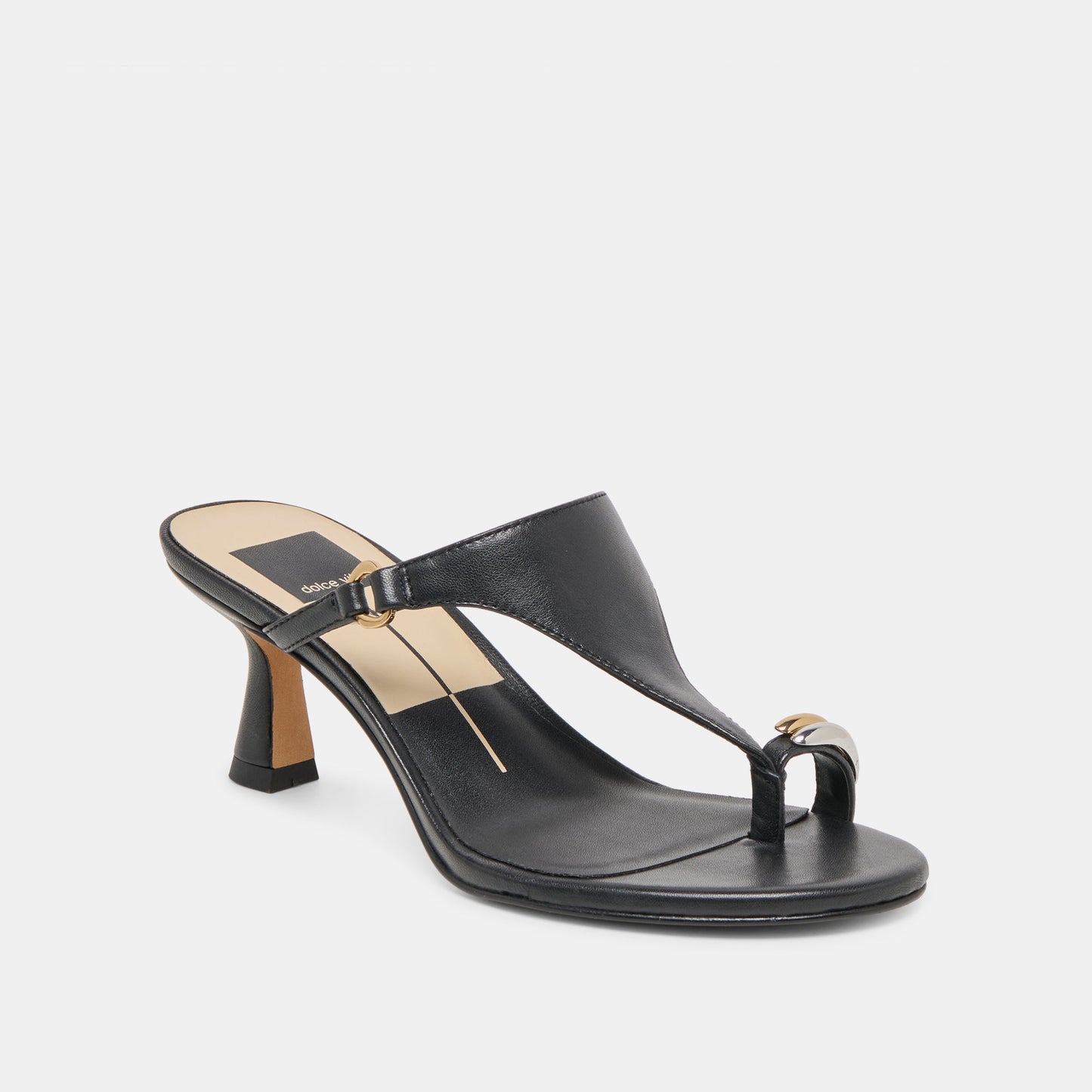Derrel Black Leather Heels