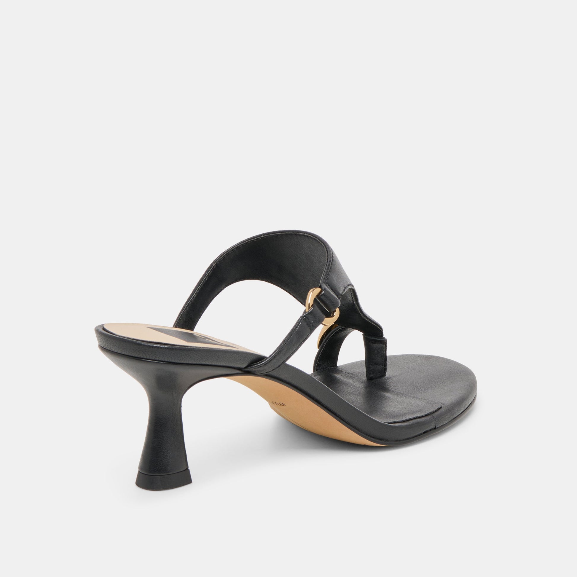 Derrel Black Leather Heels