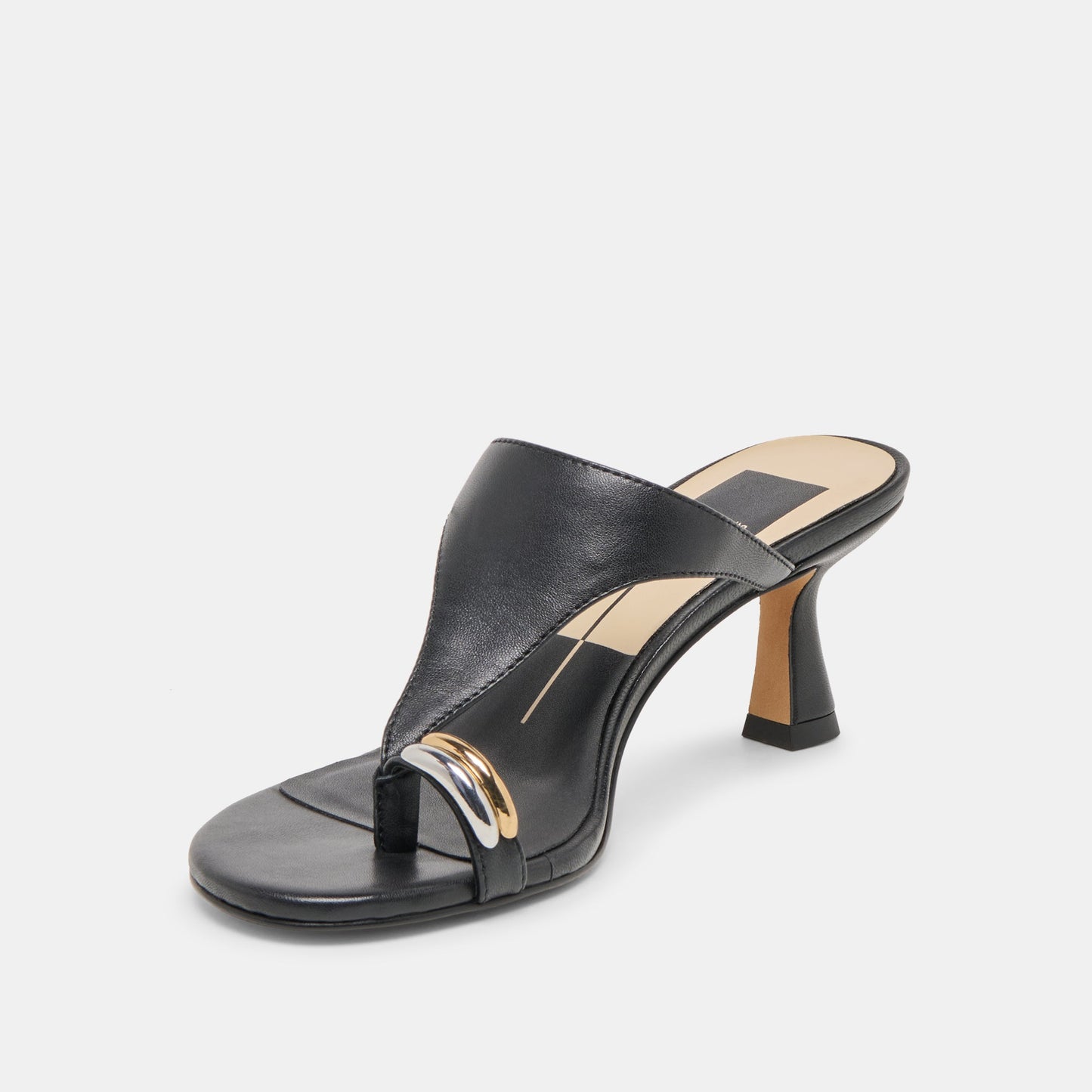 Derrel Black Leather Heels