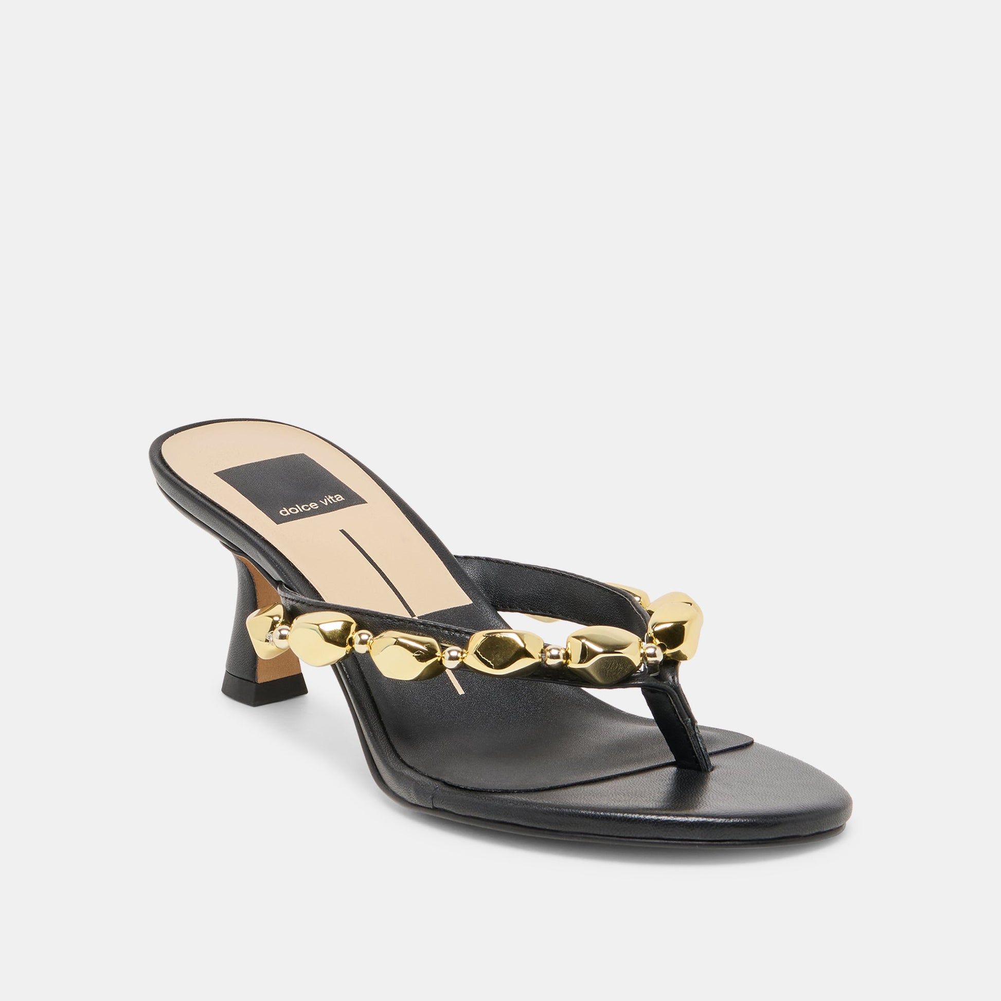 Daksie Black Leather Heels