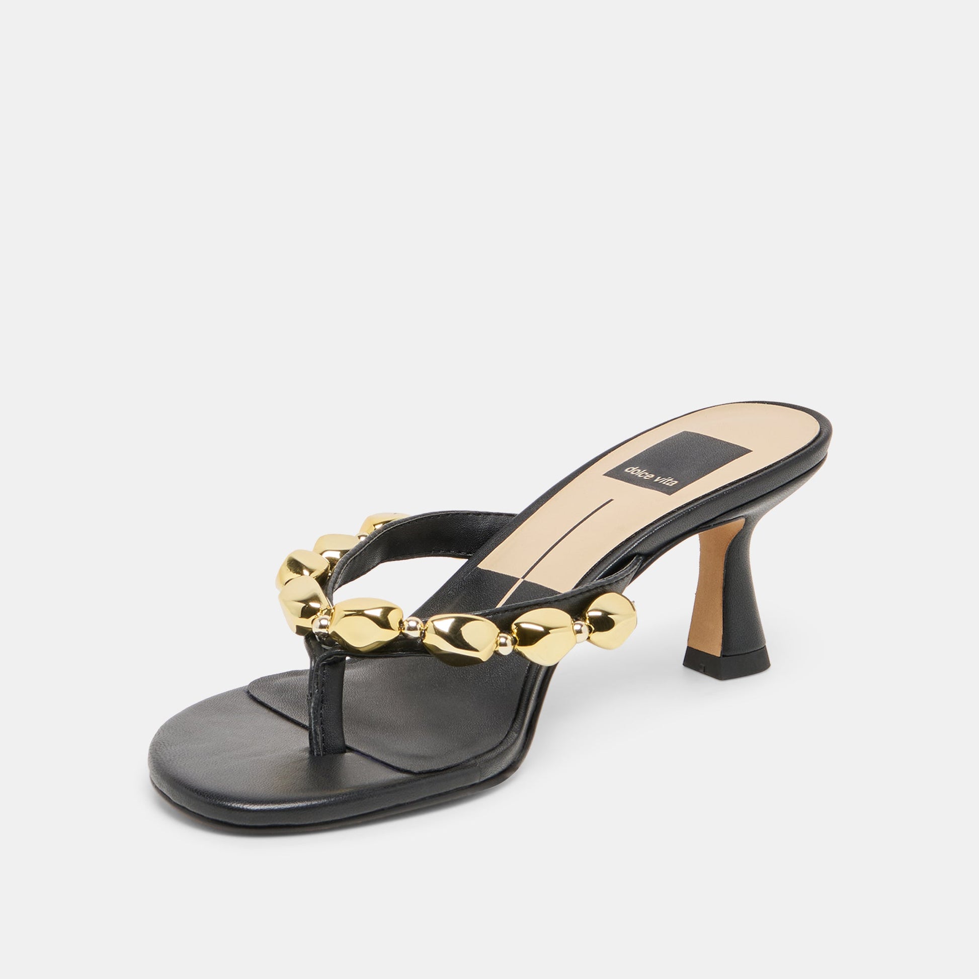 Daksie Black Leather Heels