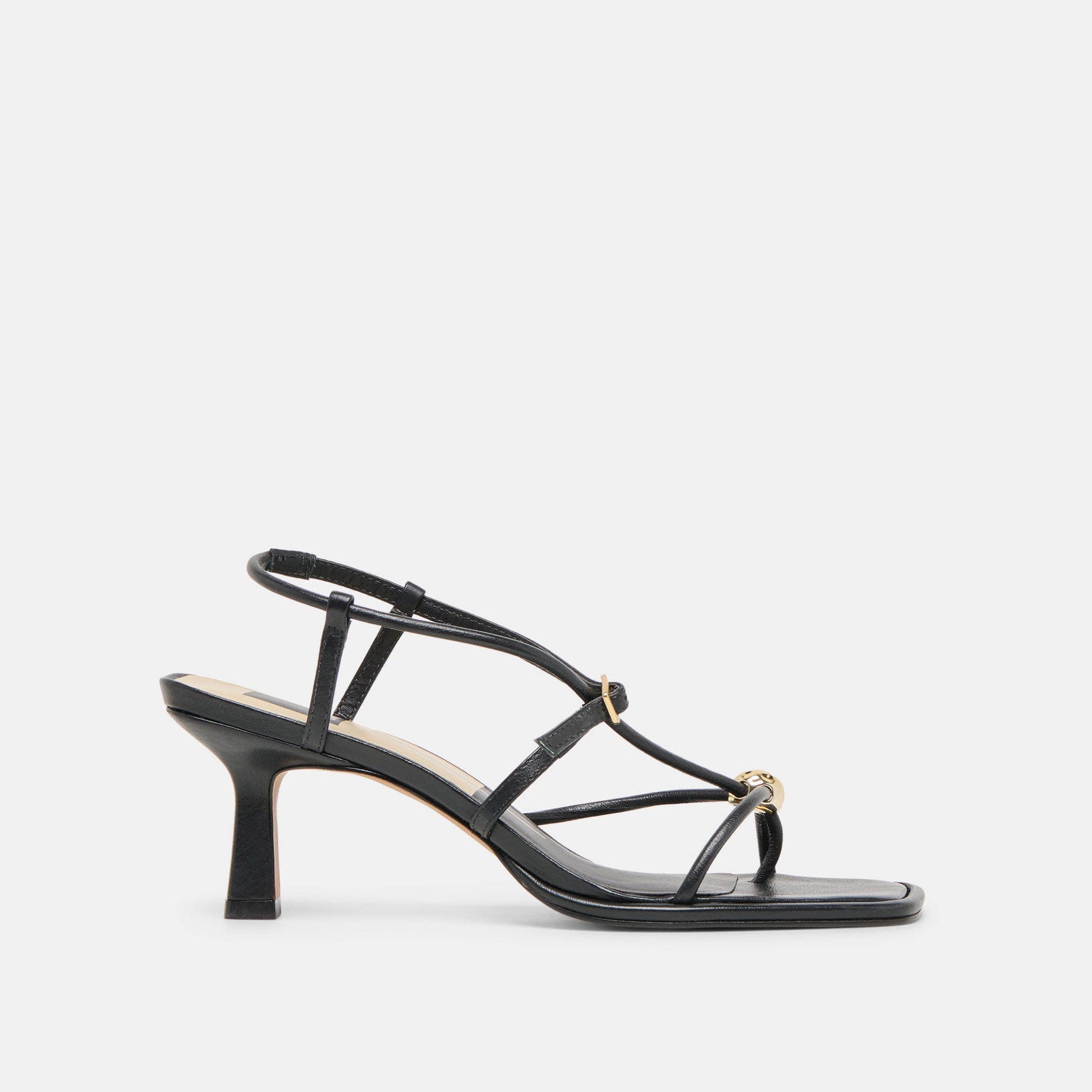 Manji Wide Black Leather Heels