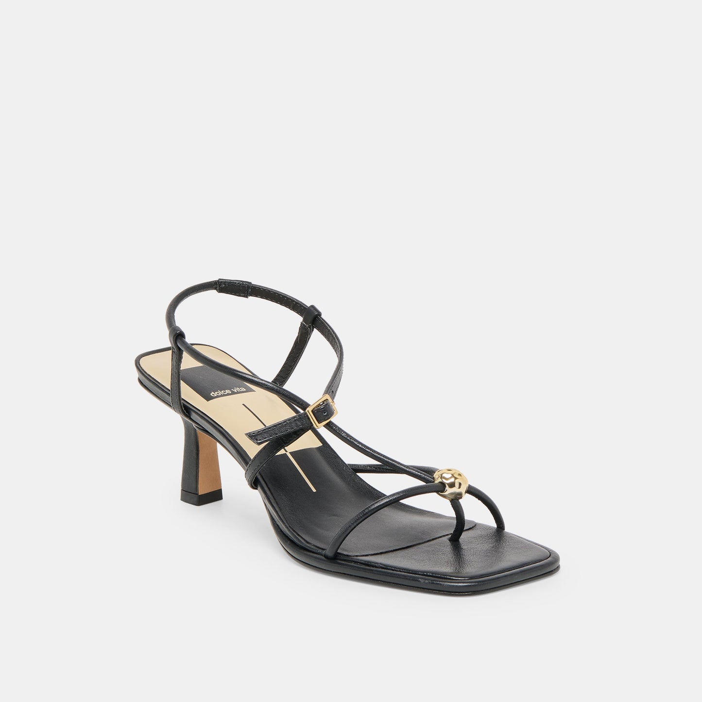 Manji Wide Black Leather Heels