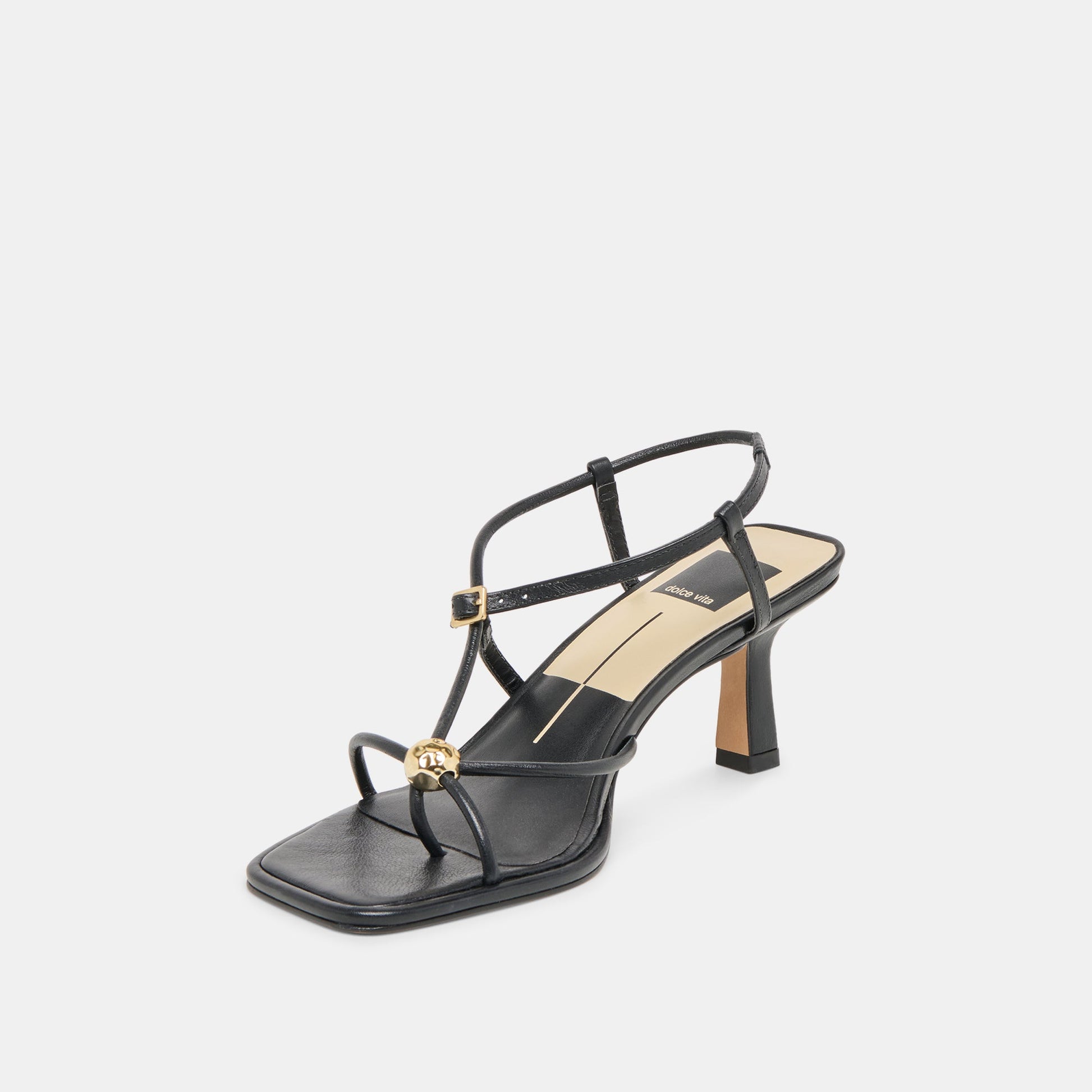 Manji Wide Black Leather Heels