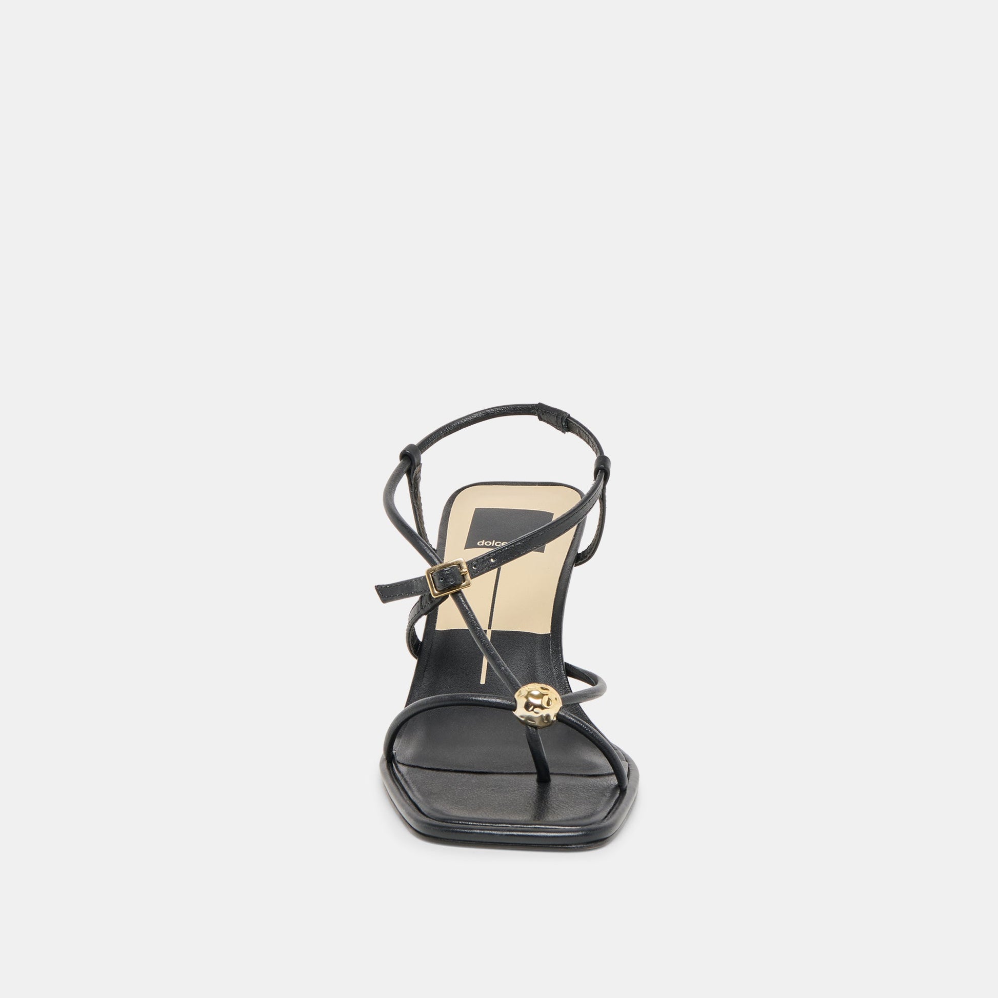 Manji Wide Black Leather Heels