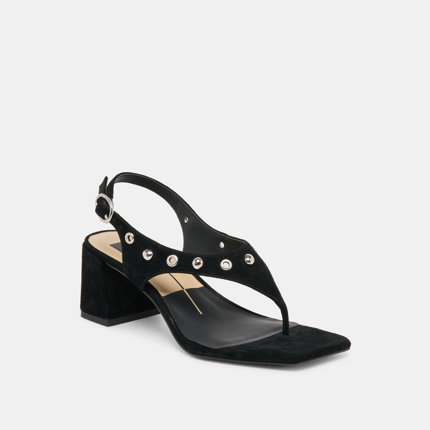 Yves Stud Onyx Suede Heels