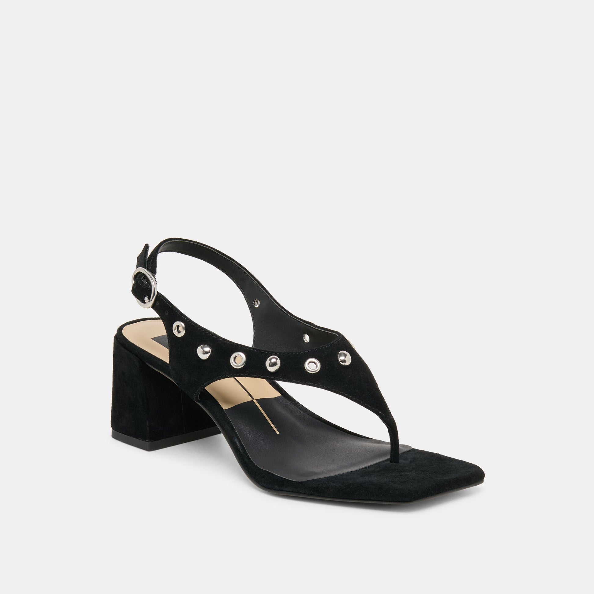 Yves Stud Onyx Suede Heels