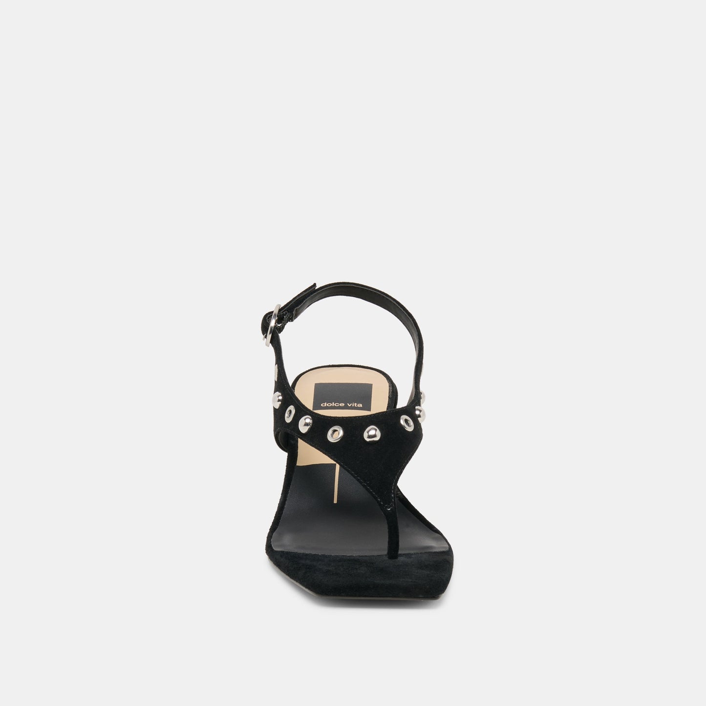 Yves Stud Onyx Suede Heels
