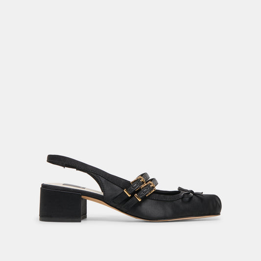 Loris Onyx Satin Heels