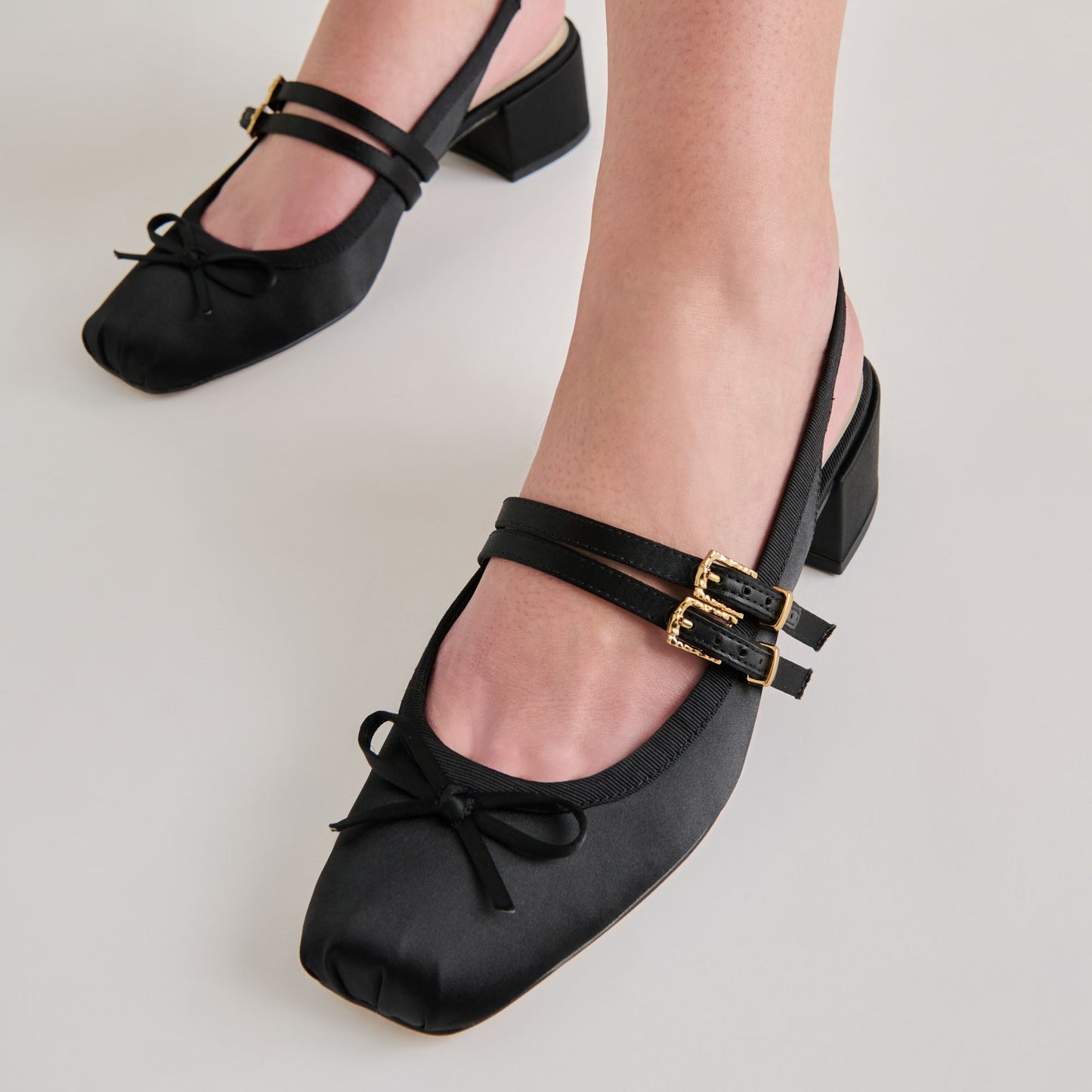 Loris Onyx Satin Heels