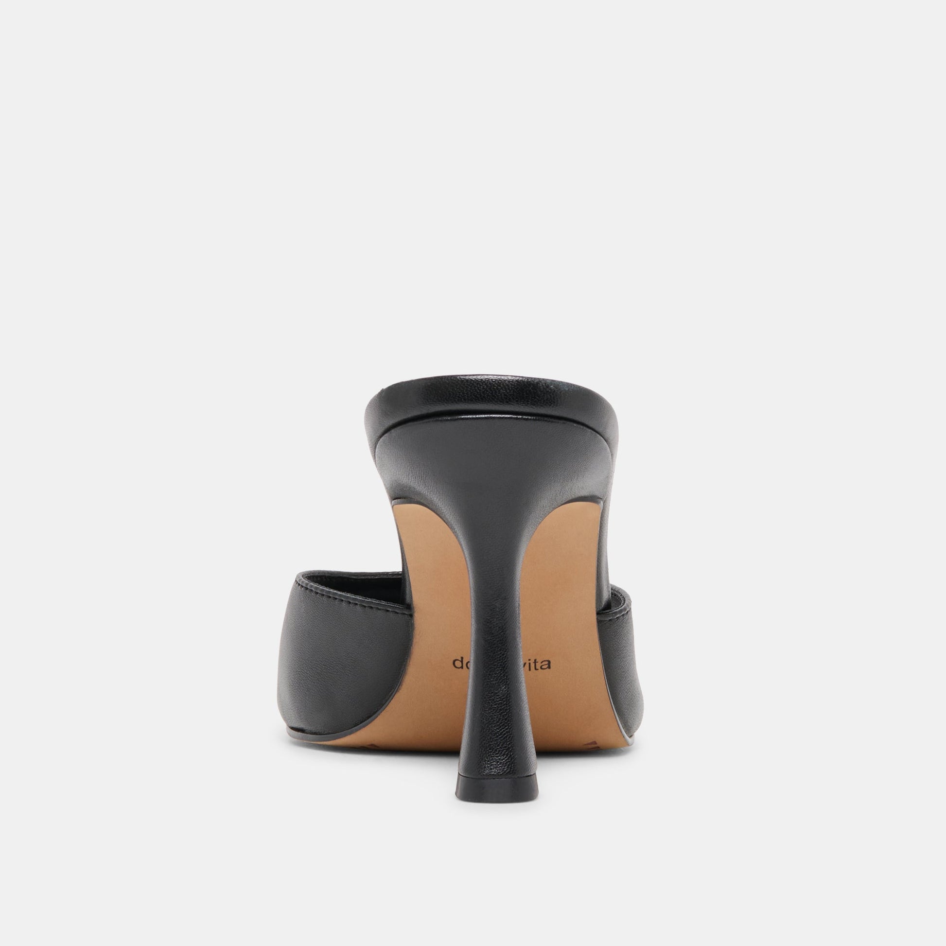 ROSHA Black Leather Open-Toe Mule Heels