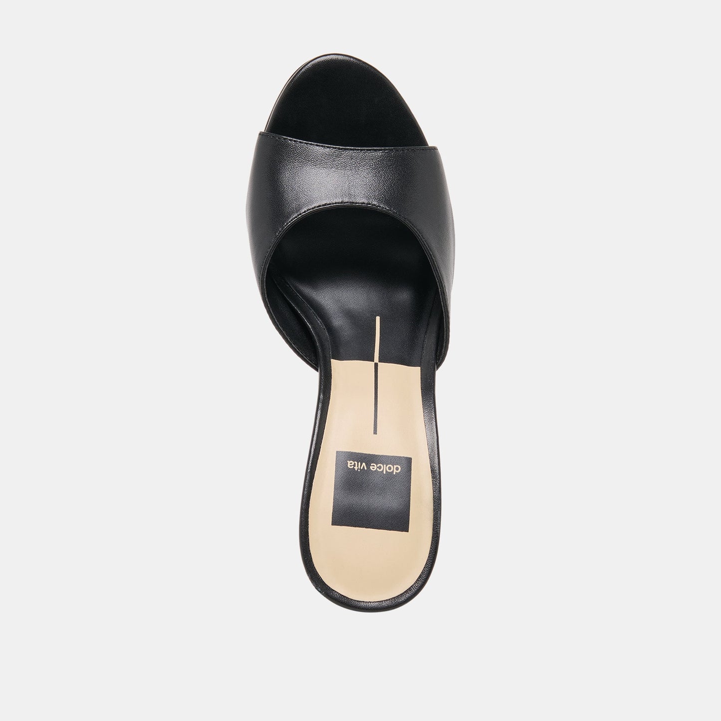 ROSHA Black Leather Open-Toe Mule Heels