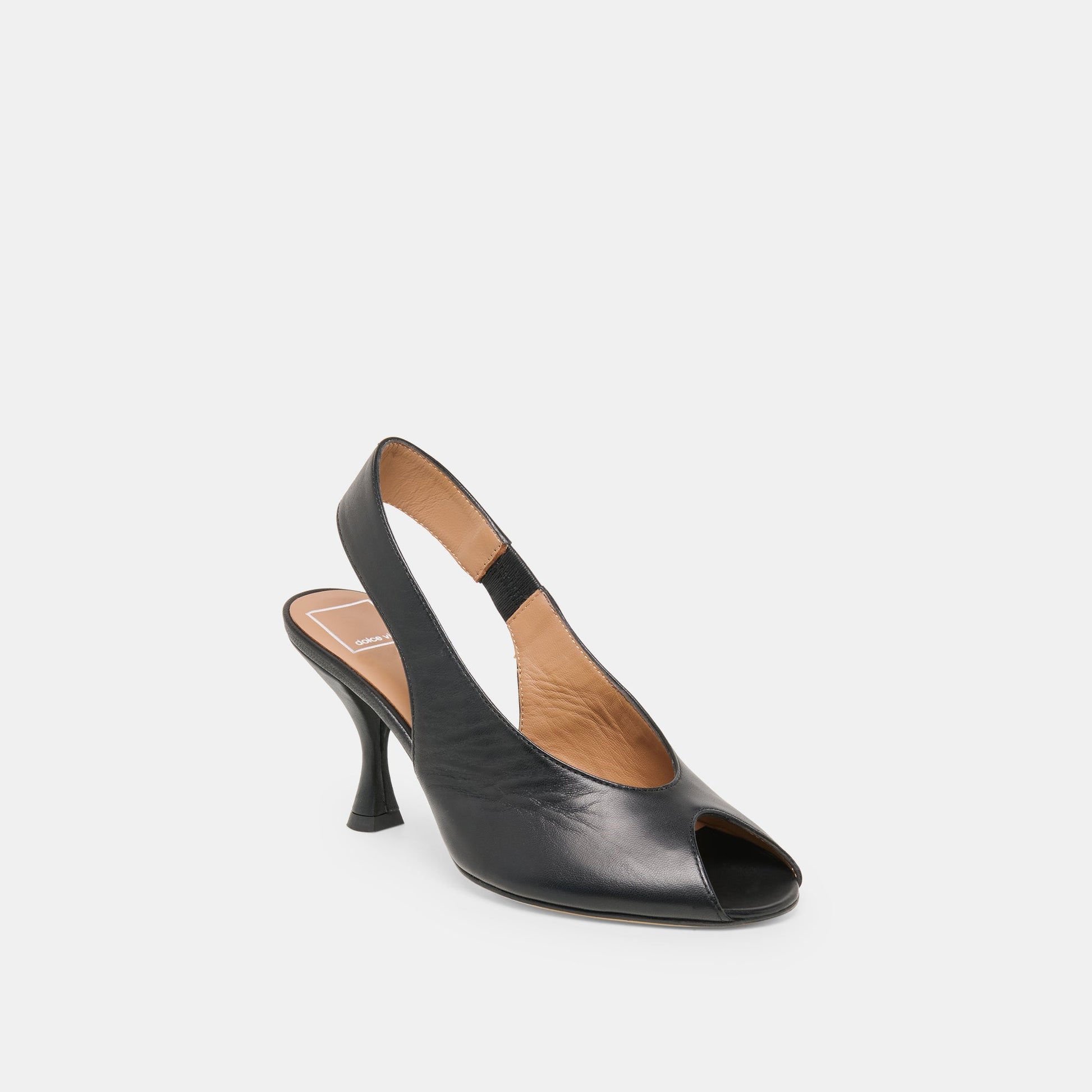 Madow Black Leather Heels
