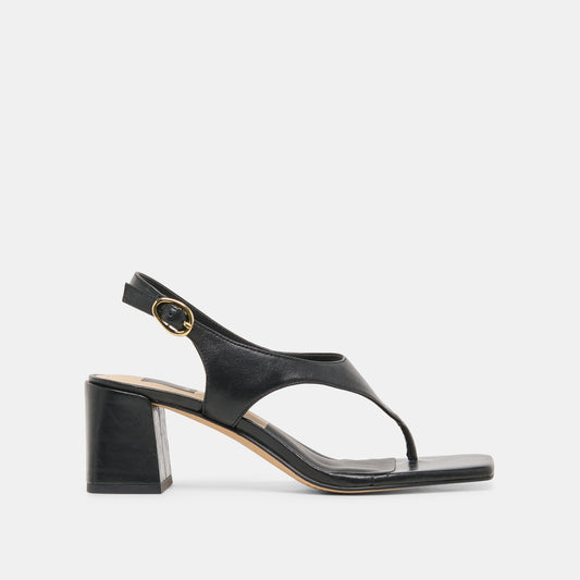 Yves Black Leather Heels