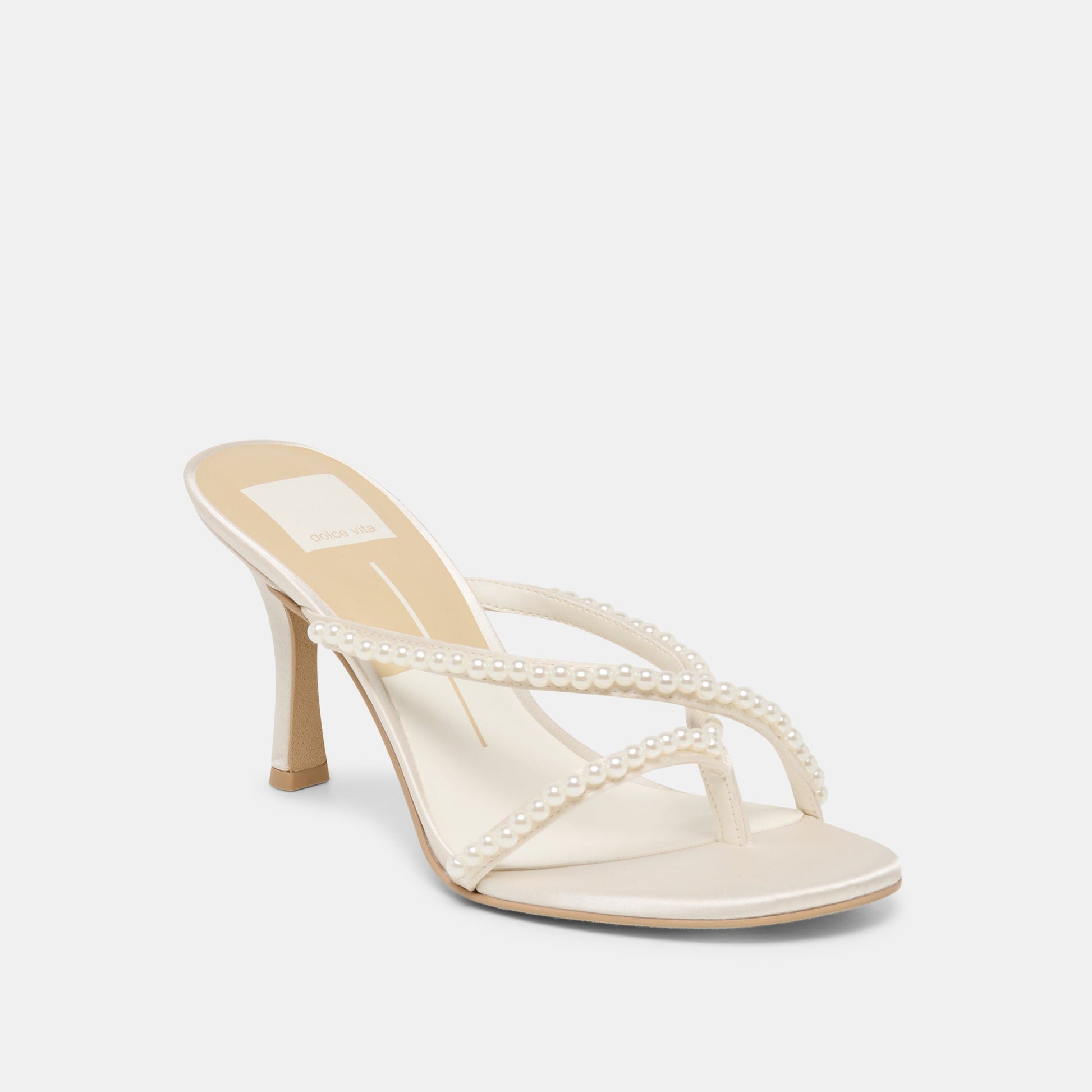 Liano Pearl Off White Satin Heels