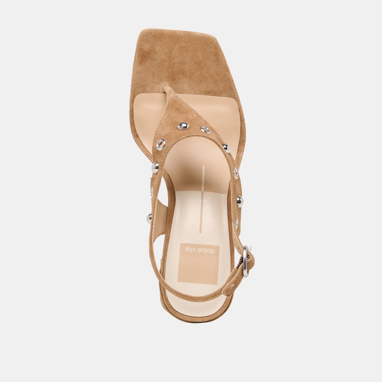 Yves Stud Lt Brown Suede Heels