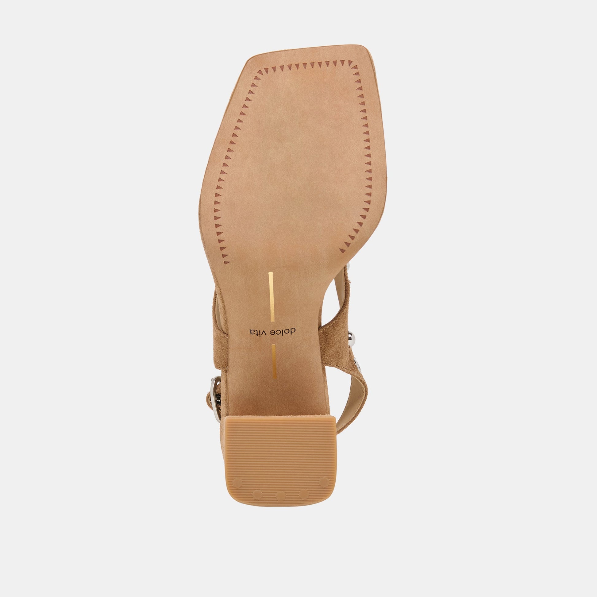 Yves Stud Lt Brown Suede Heels