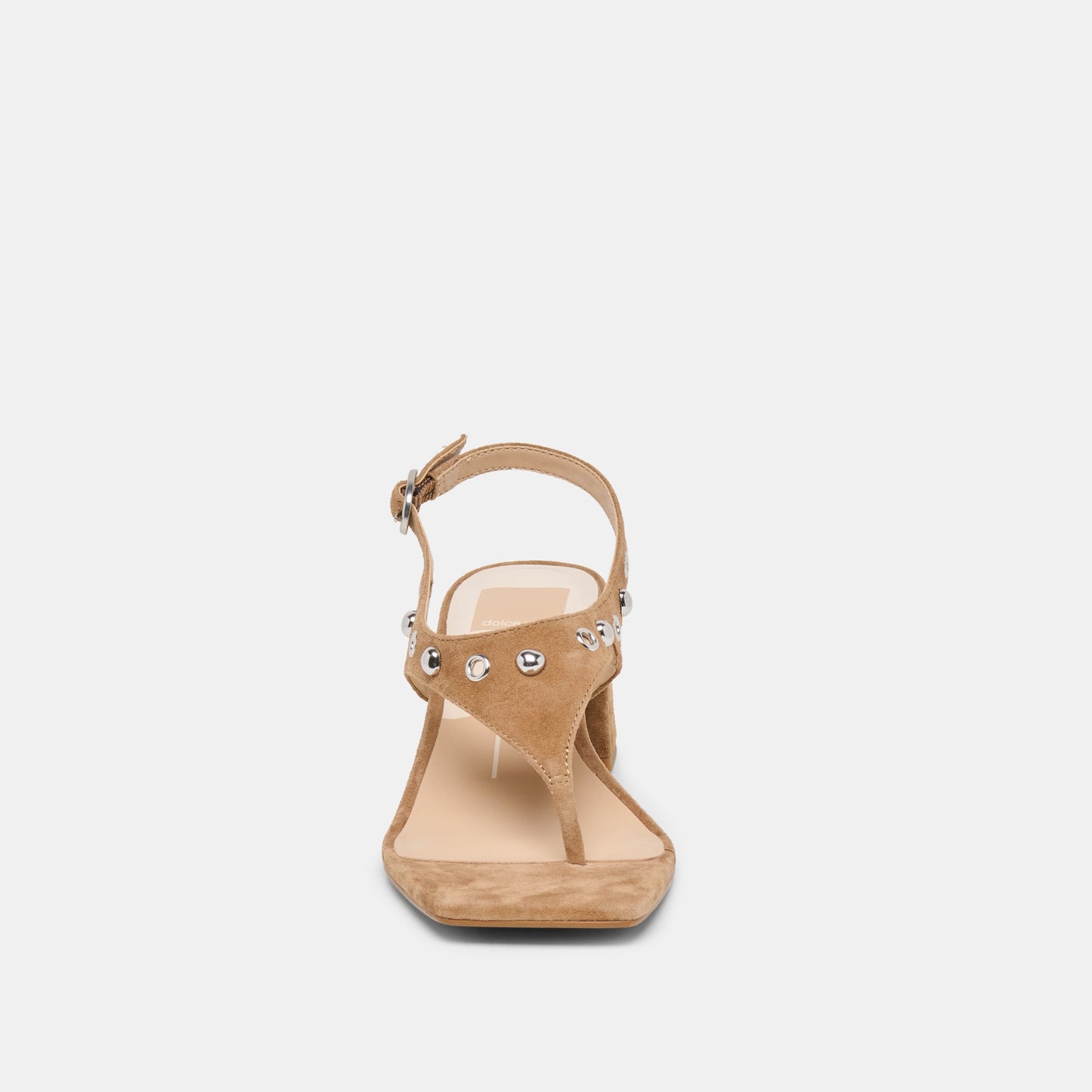 Yves Stud Lt Brown Suede Heels