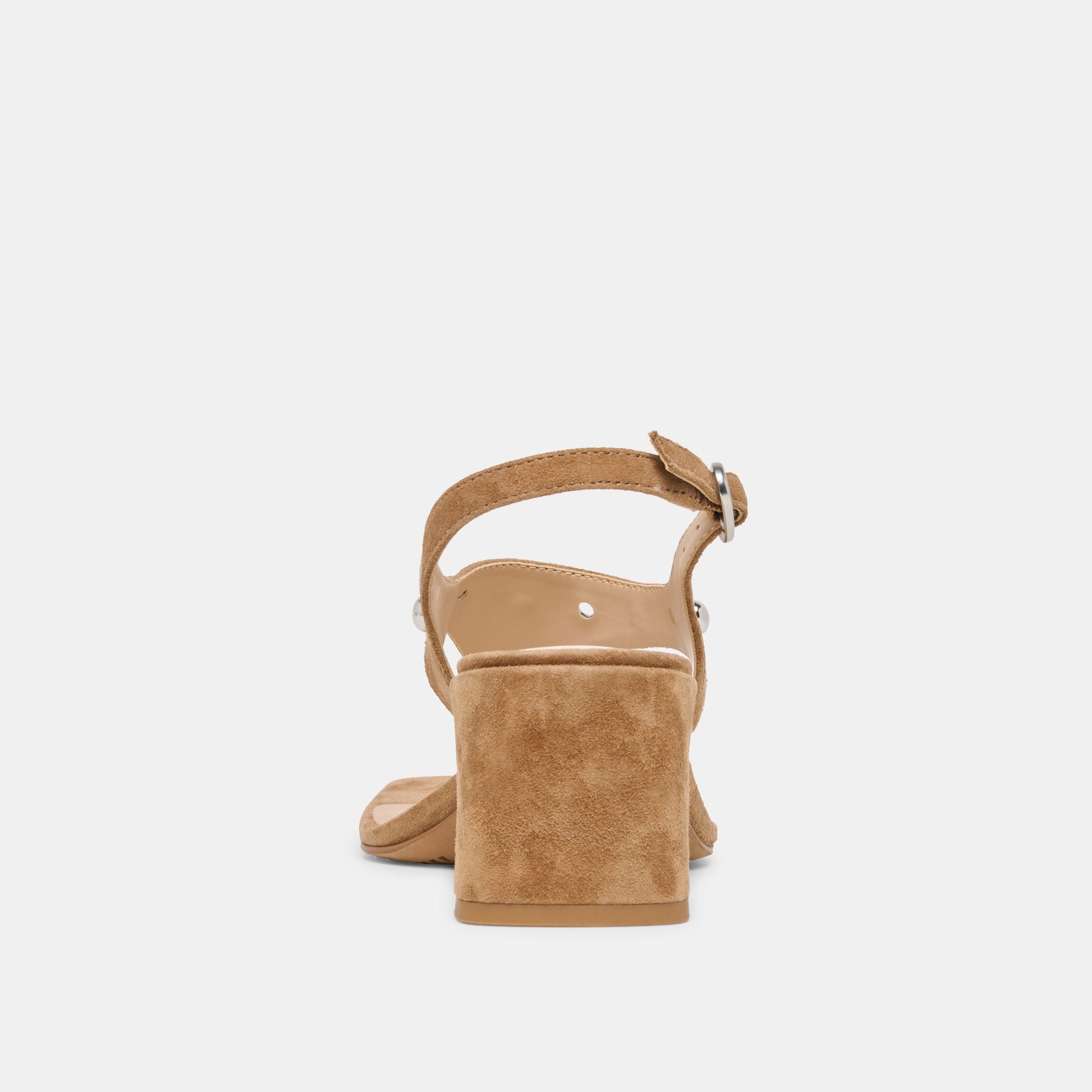 Yves Stud Lt Brown Suede Heels