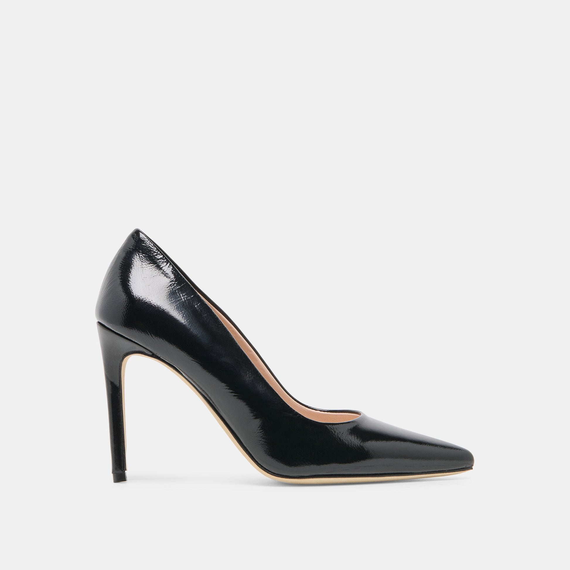 LANKY Black Leather Closed-Toe Pump Stiletto Heels