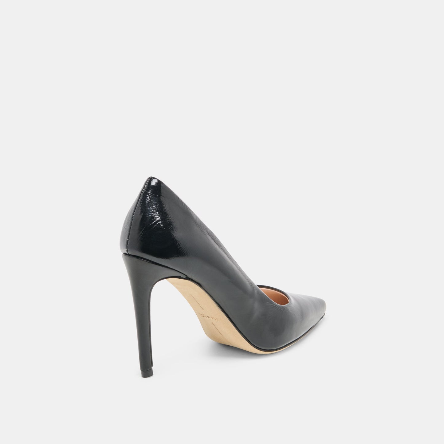 LANKY Black Leather Closed-Toe Pump Stiletto Heels
