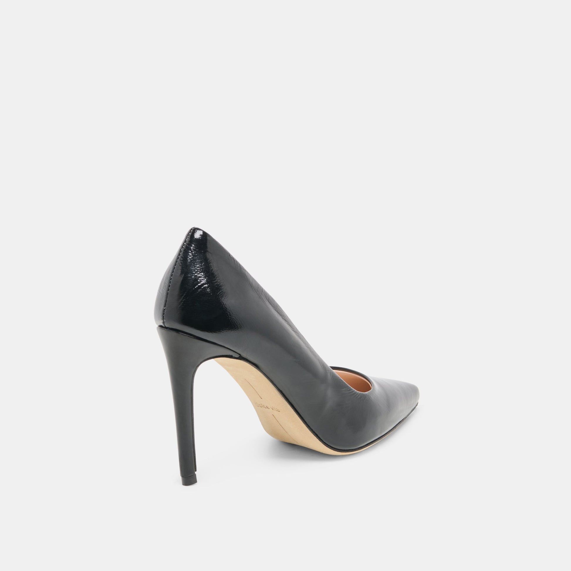 LANKY Black Leather Closed-Toe Pump Stiletto Heels