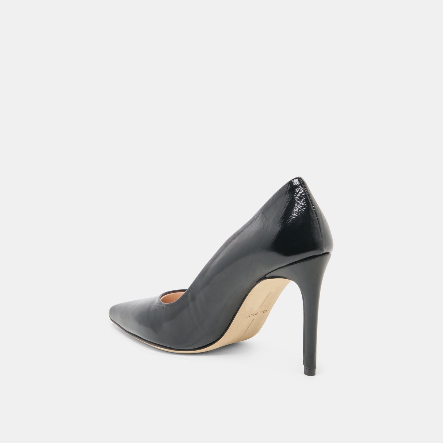 LANKY Black Leather Closed-Toe Pump Stiletto Heels