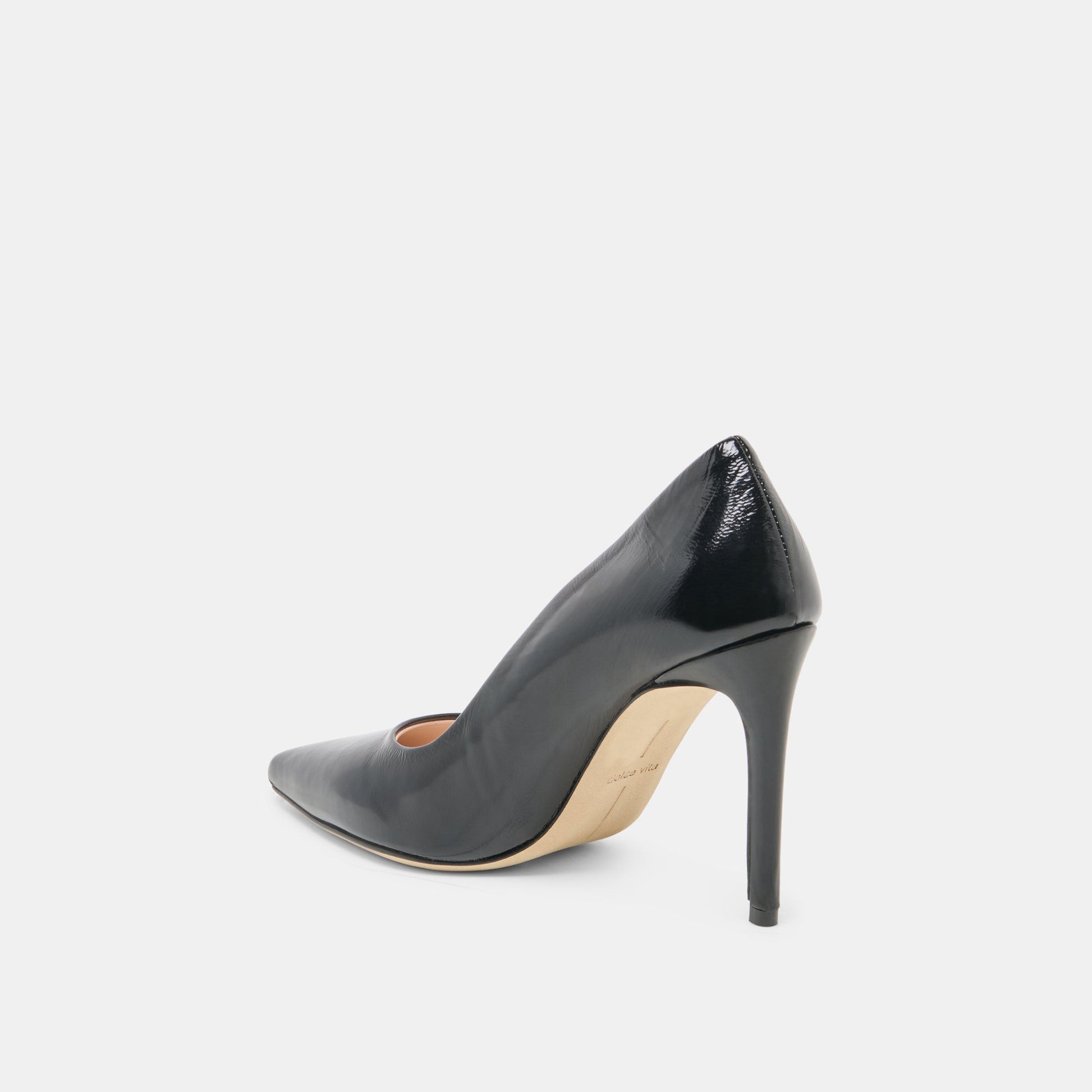LANKY Black Leather Closed-Toe Pump Stiletto Heels