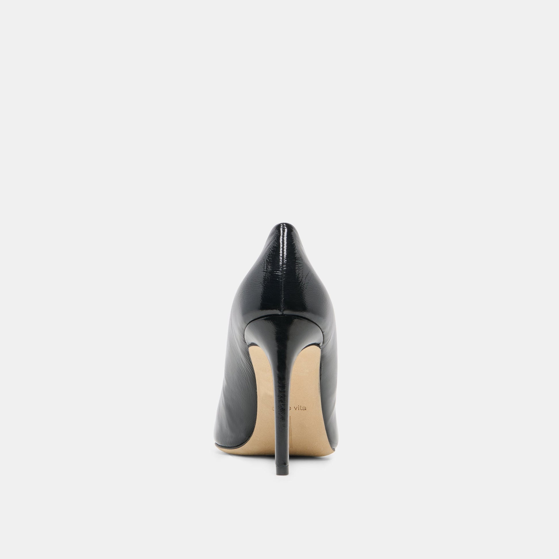 LANKY Black Leather Closed-Toe Pump Stiletto Heels