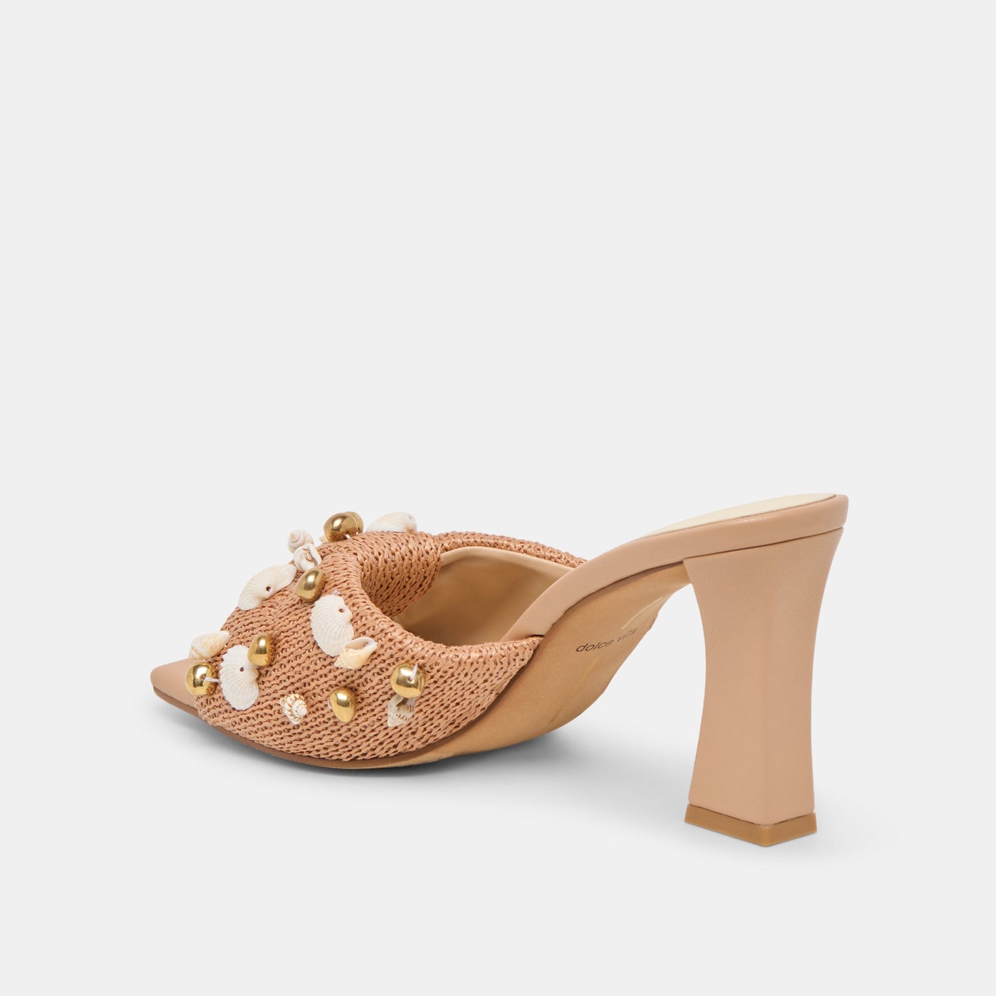 Tylah Toffee Beaded Raffia Heels