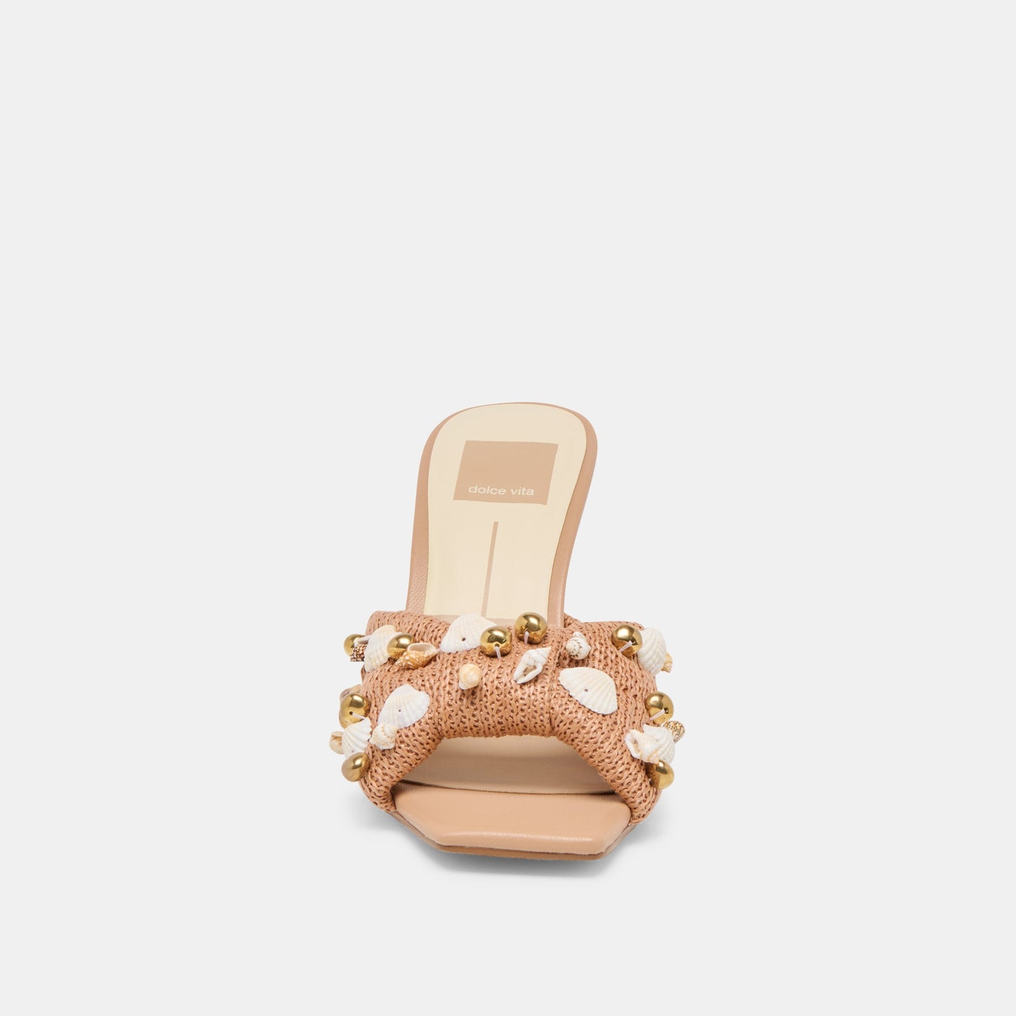 Tylah Toffee Beaded Raffia Heels