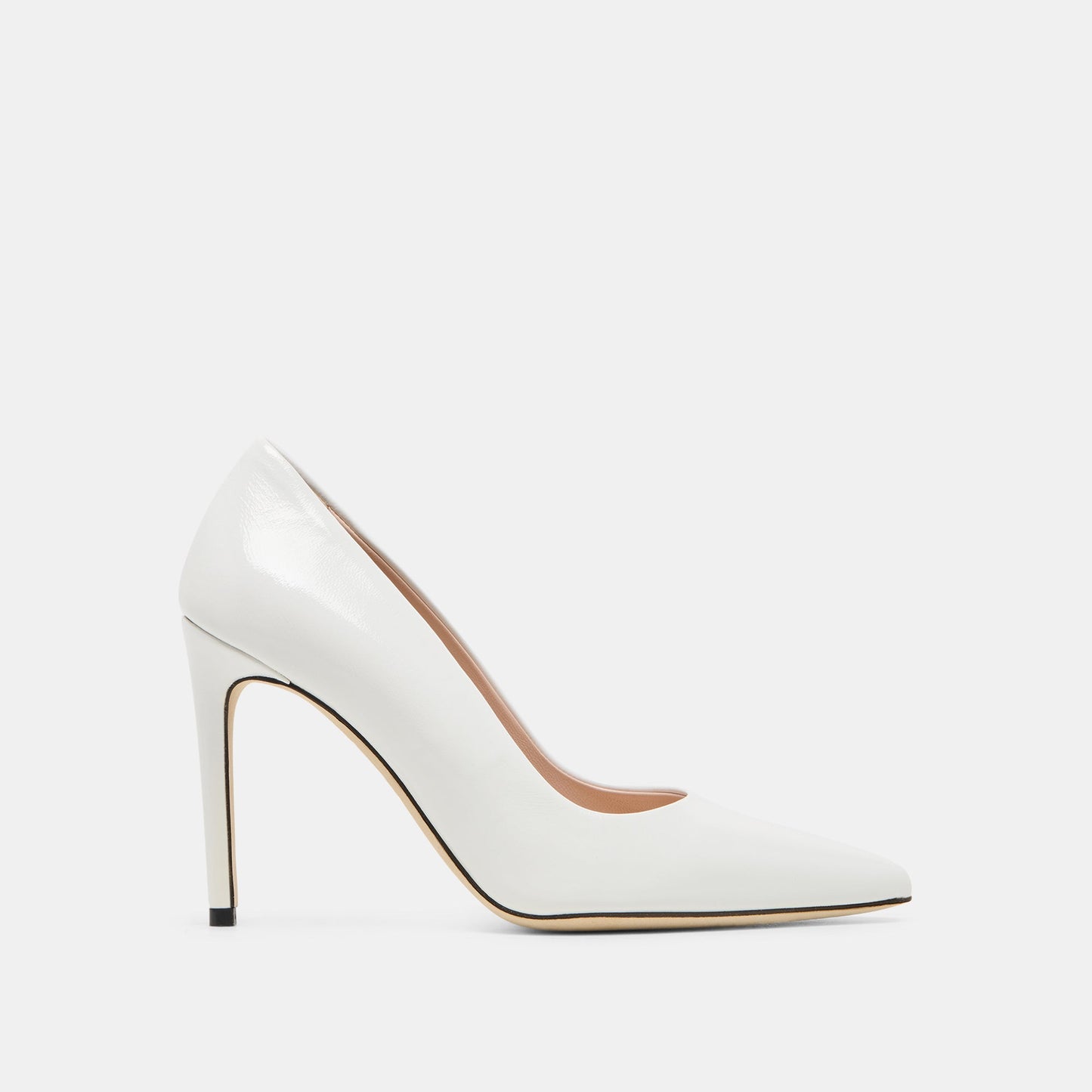 LANKY White Leather Closed-Toe Pump Stiletto Heels