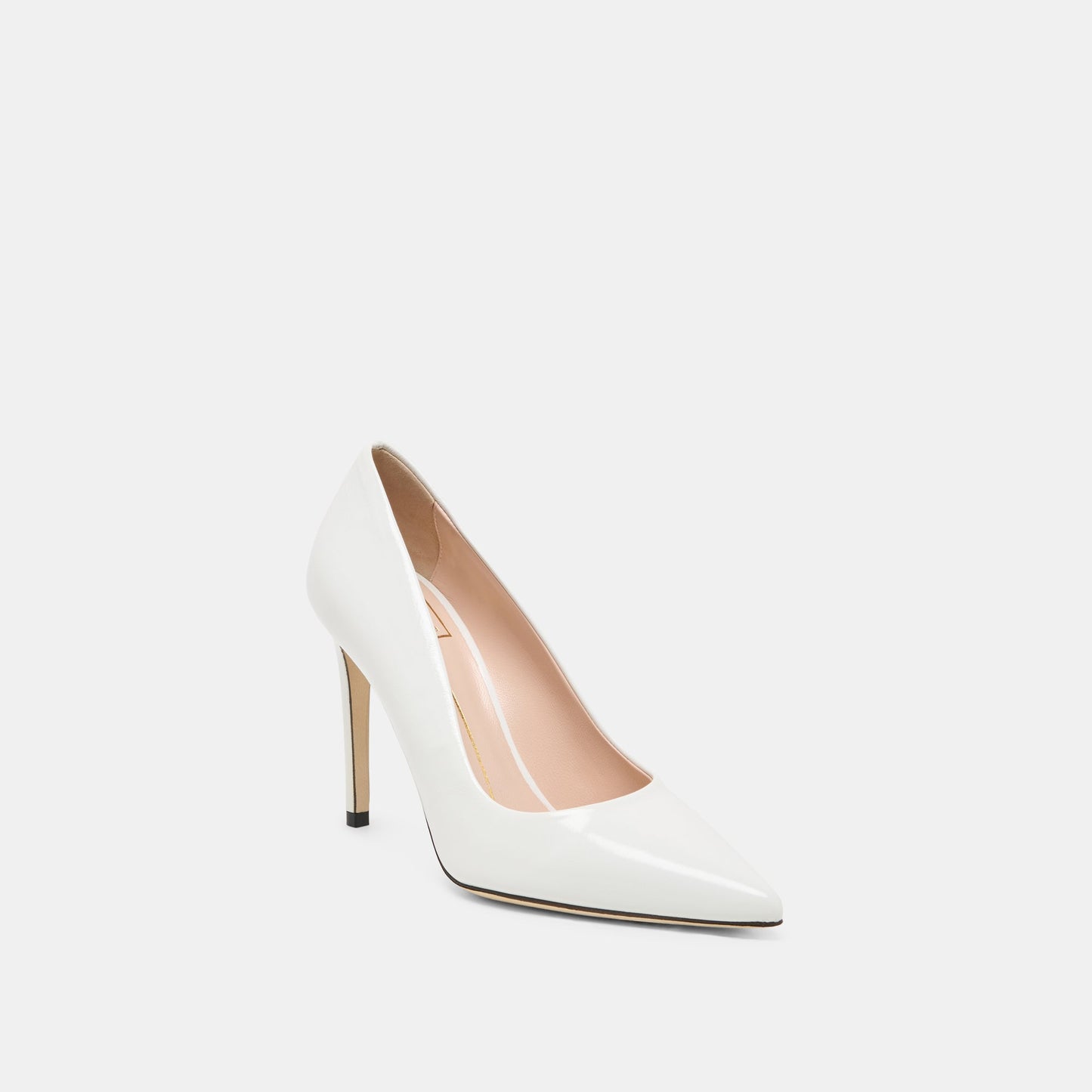 LANKY White Leather Closed-Toe Pump Stiletto Heels