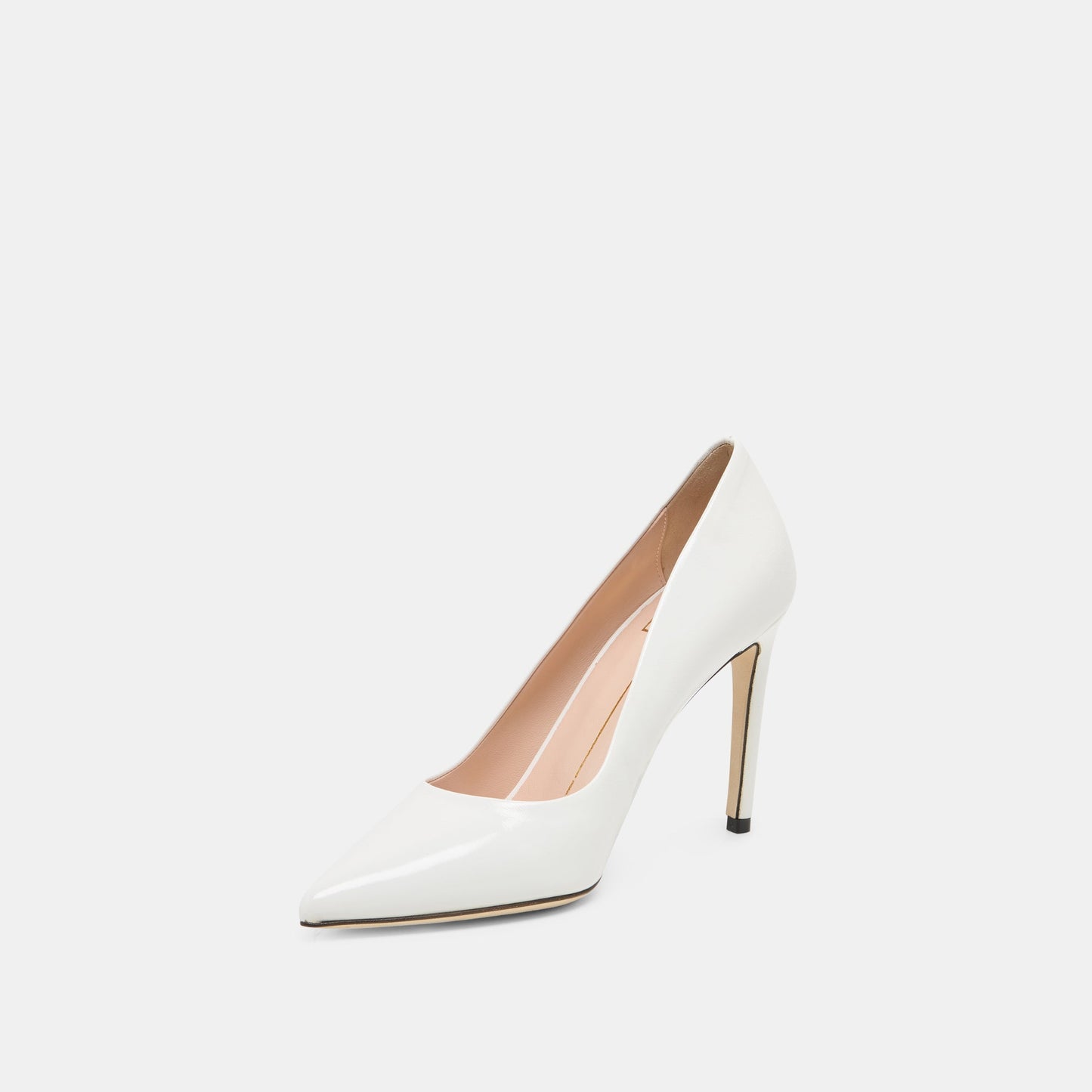 LANKY White Leather Closed-Toe Pump Stiletto Heels